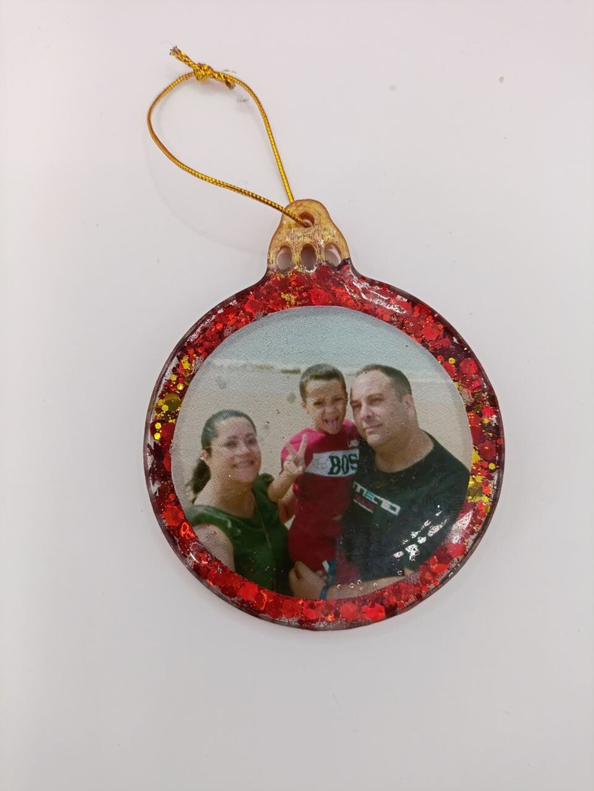 Adorno de Navidad de Resina Personalizado en forma de bola con foto y nombre - 3