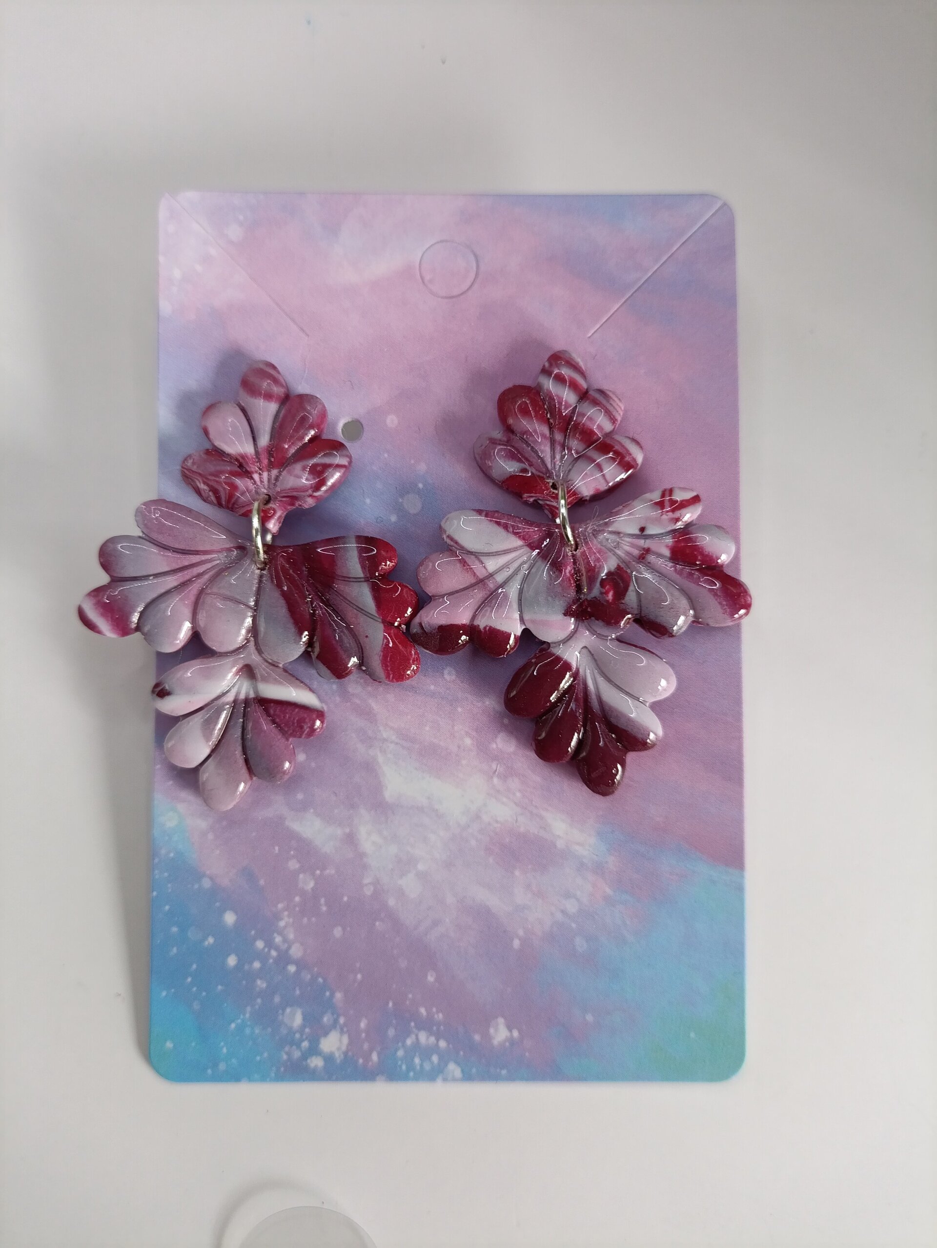 Pendientes hojas burdeos - 2