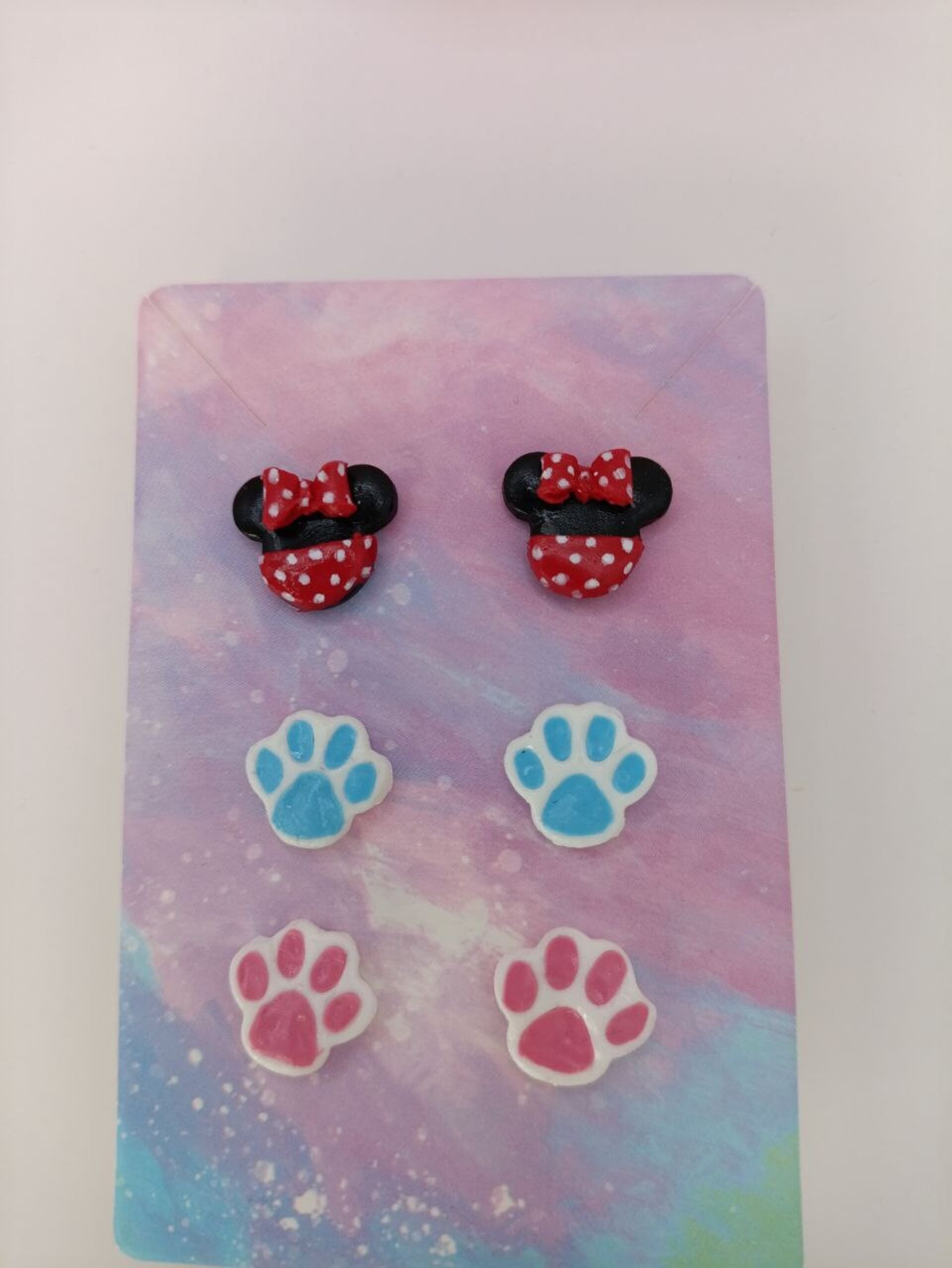 Pack de 3 Pares de Pendientes Pequeños para Niña o mujer - Minnie y mickey mouse - 5