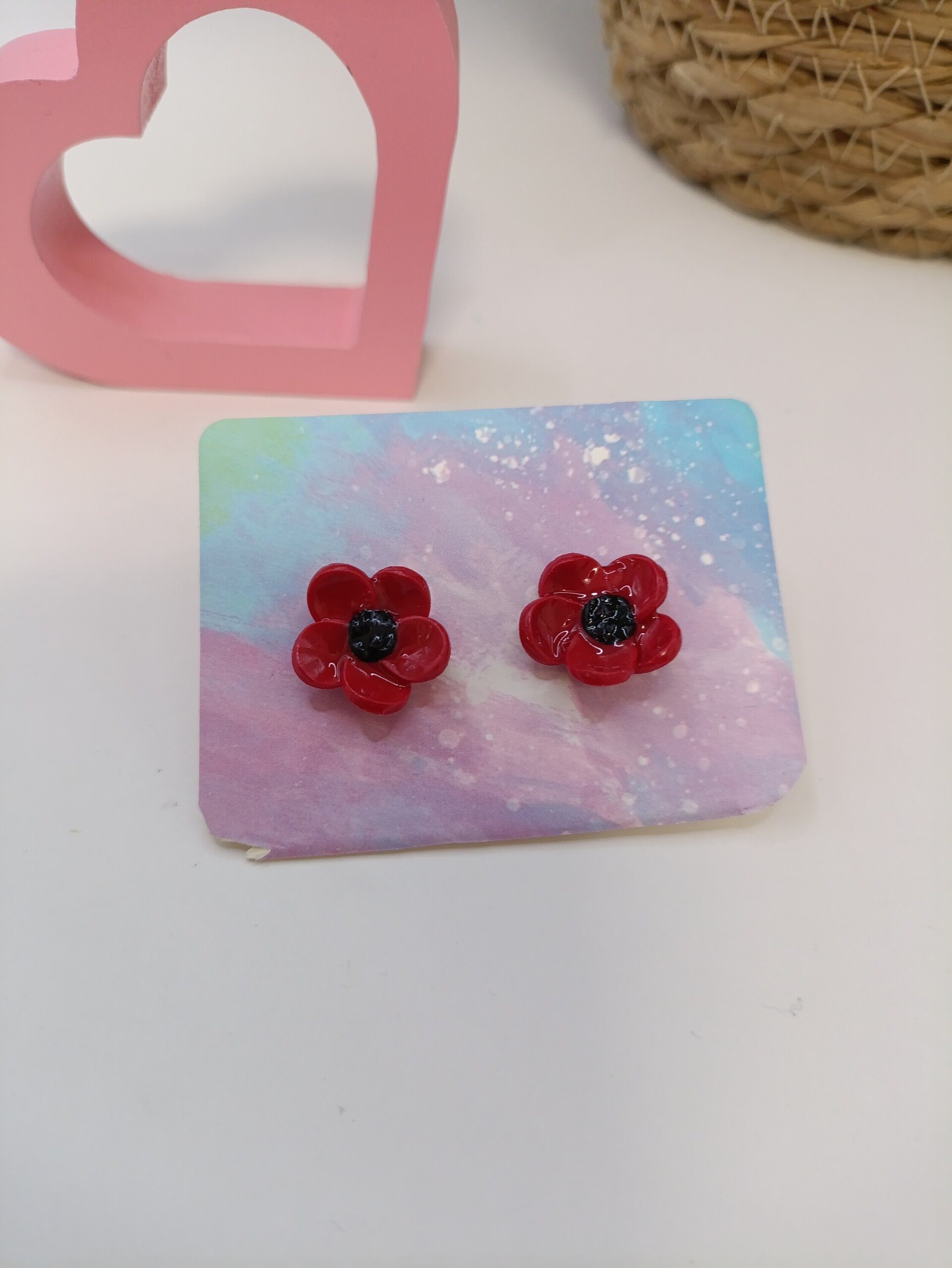 Pendientes pequeños flor natural, varios colores - 12