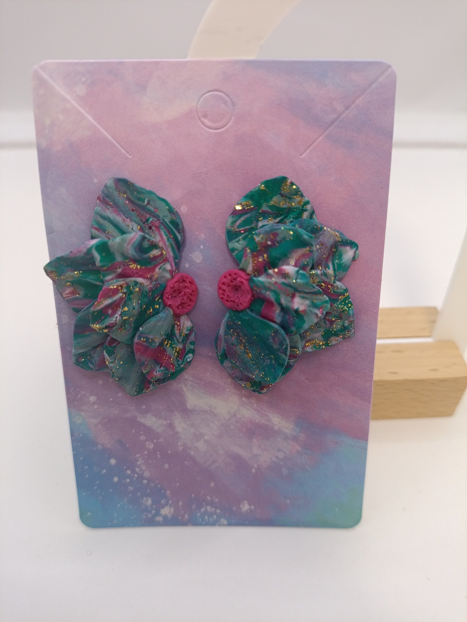Pendientes media flor Jade - 3