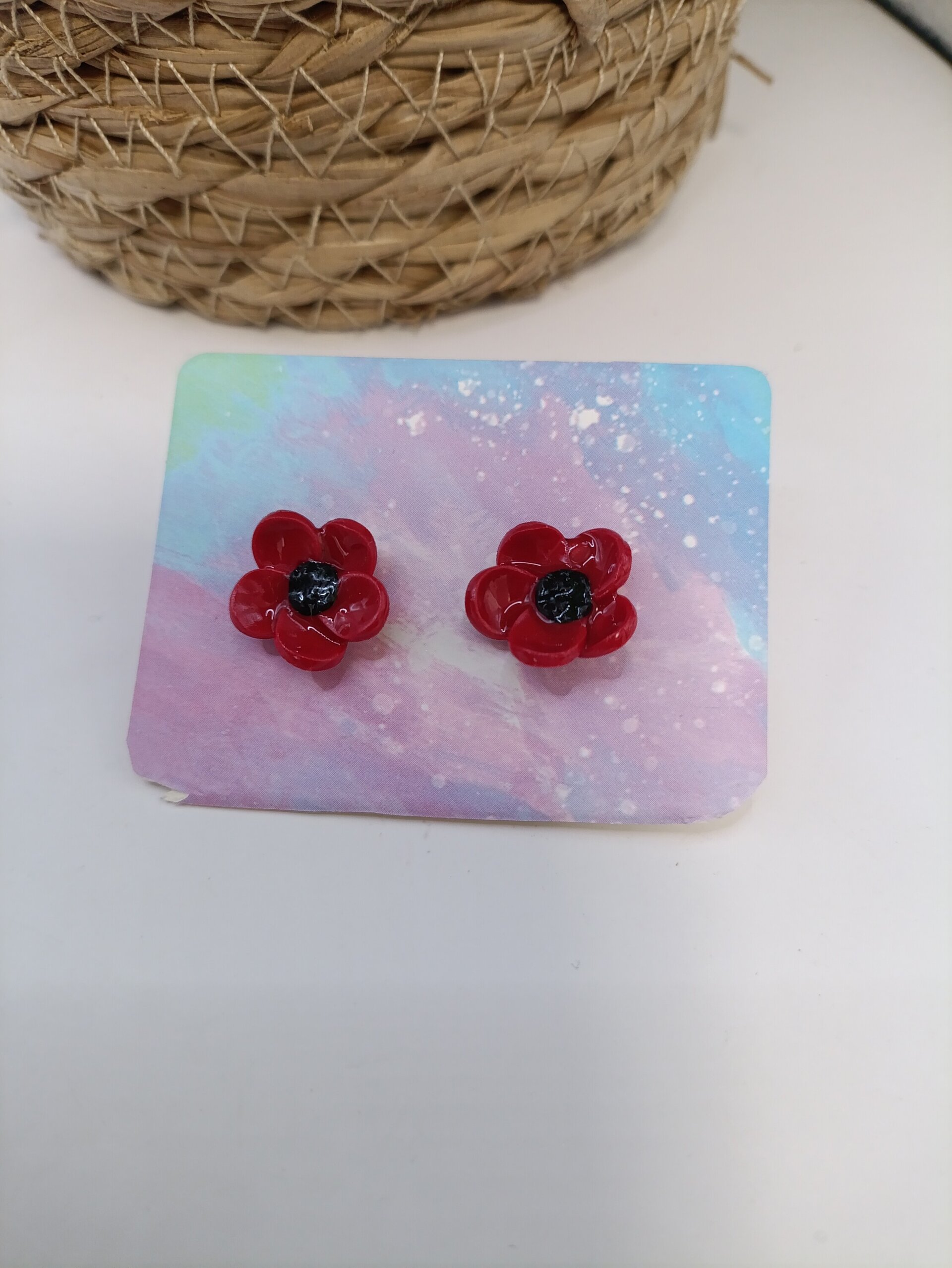 Pendientes pequeños flor natural, varios colores - 10