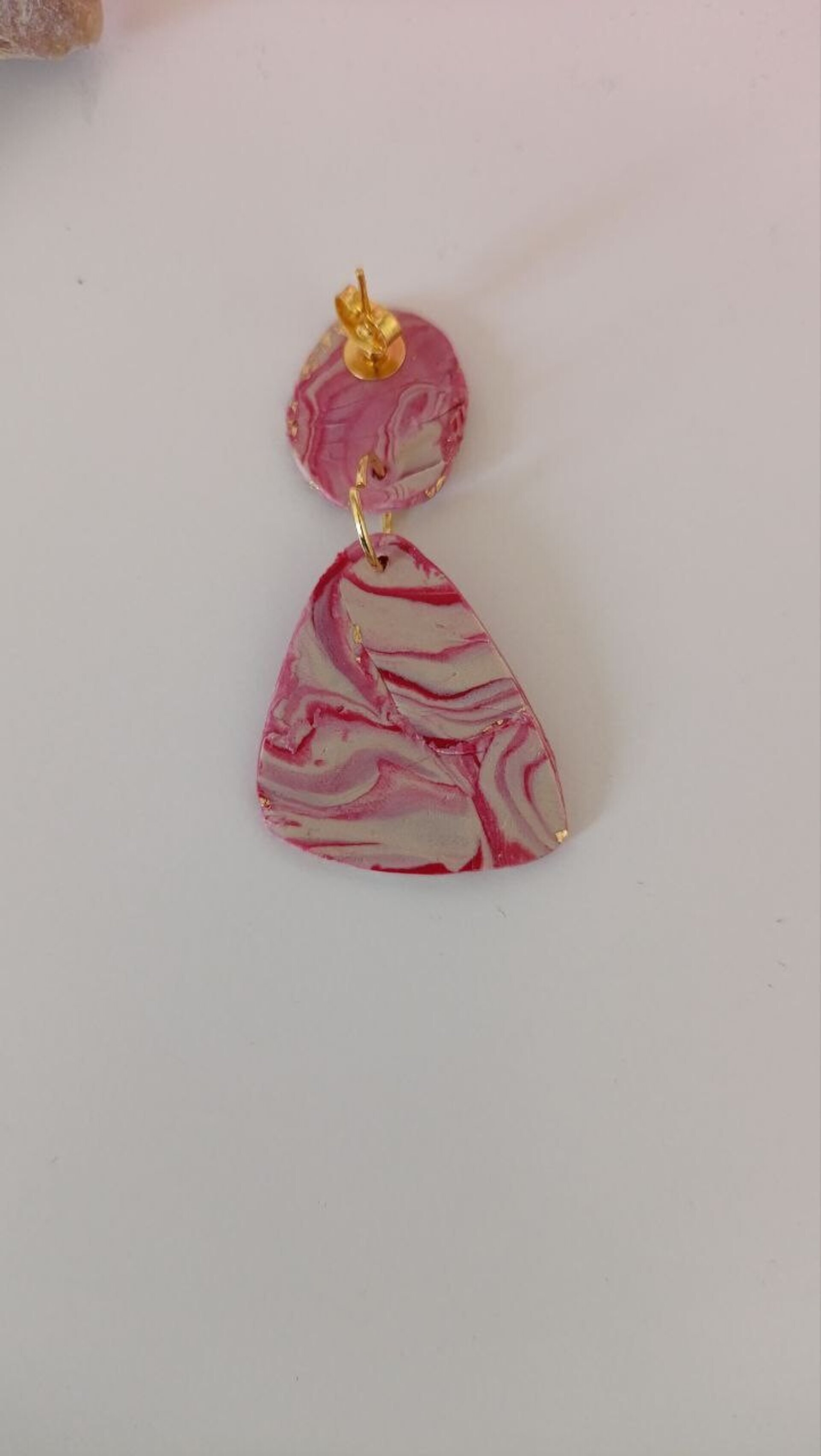 Pendientes de Arcilla Polimerica Rosa Metal - 5