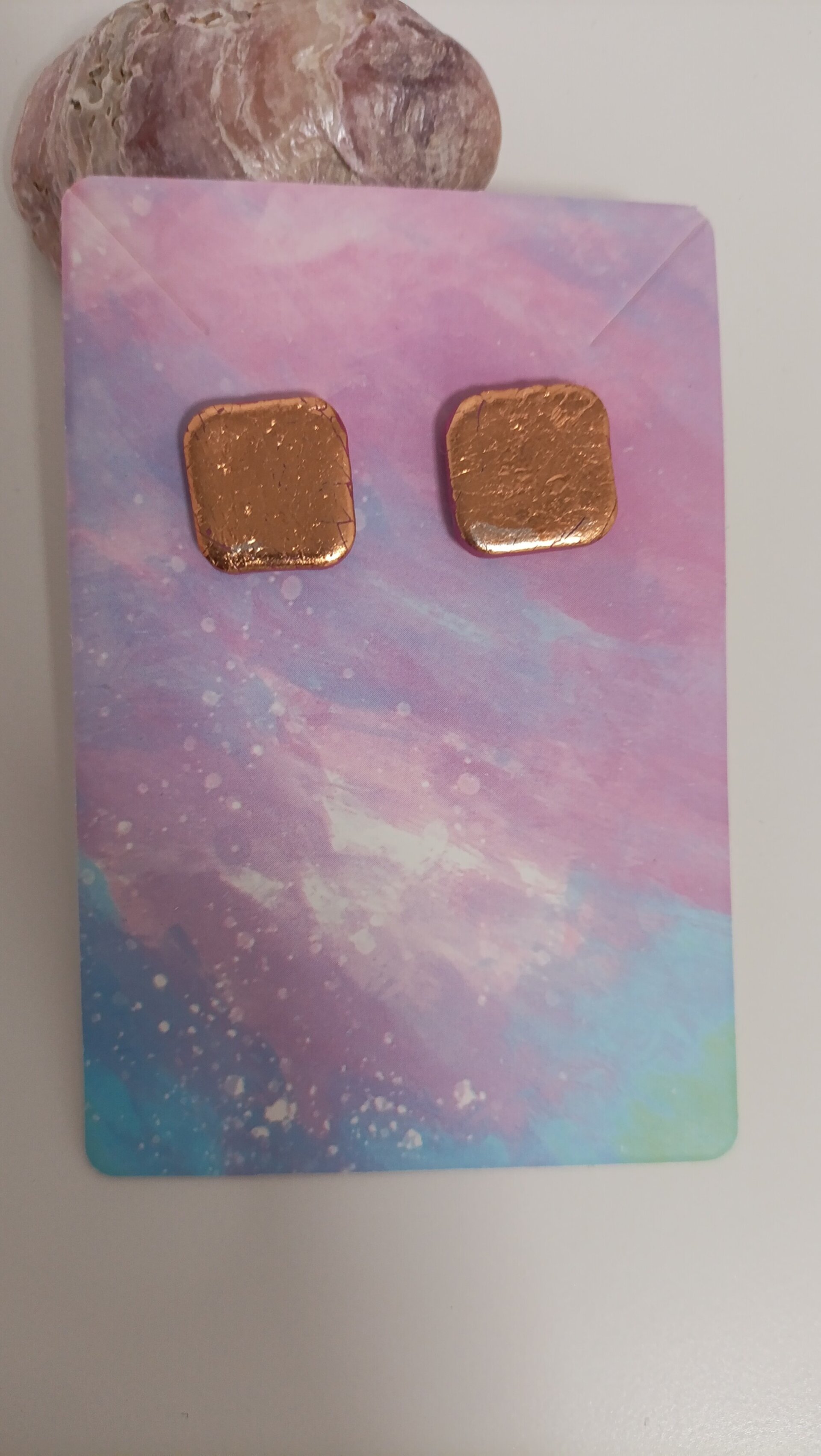 Pendientes pequeños Cuadrado Rose Gold - 5