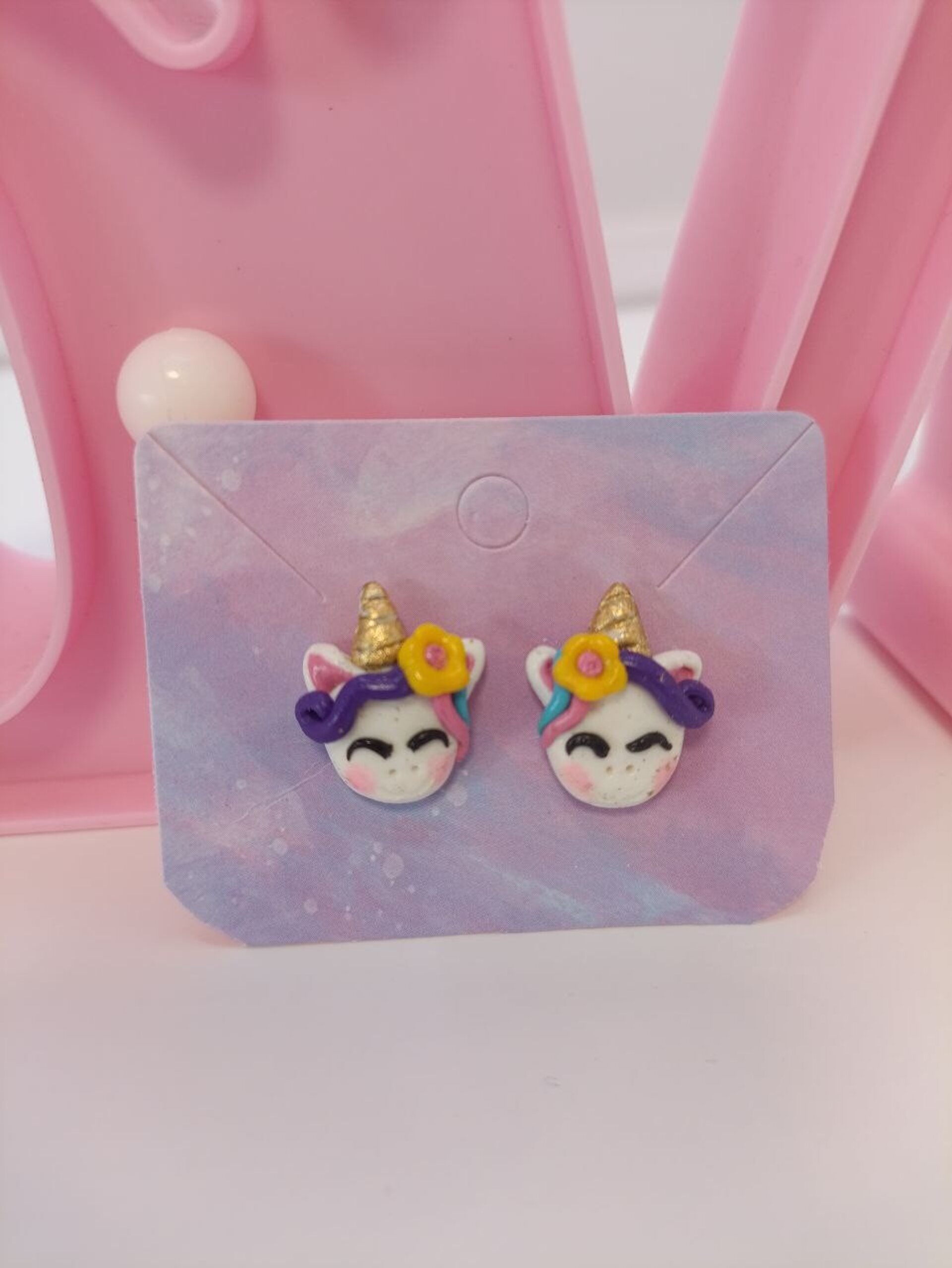 Pendientes de unicornio para niña hechos a mano - 6