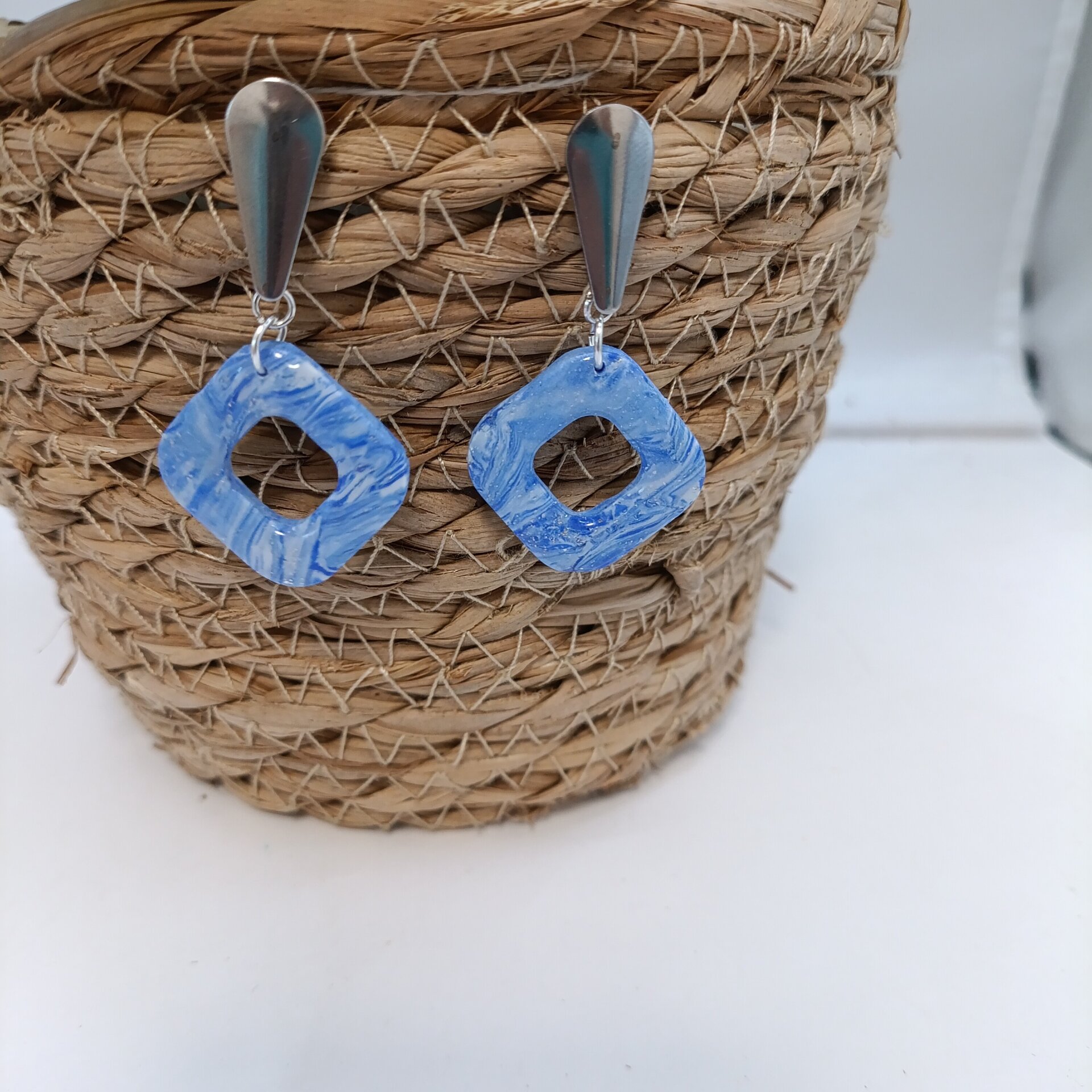 Pendientes de arcilla gota azul - 5