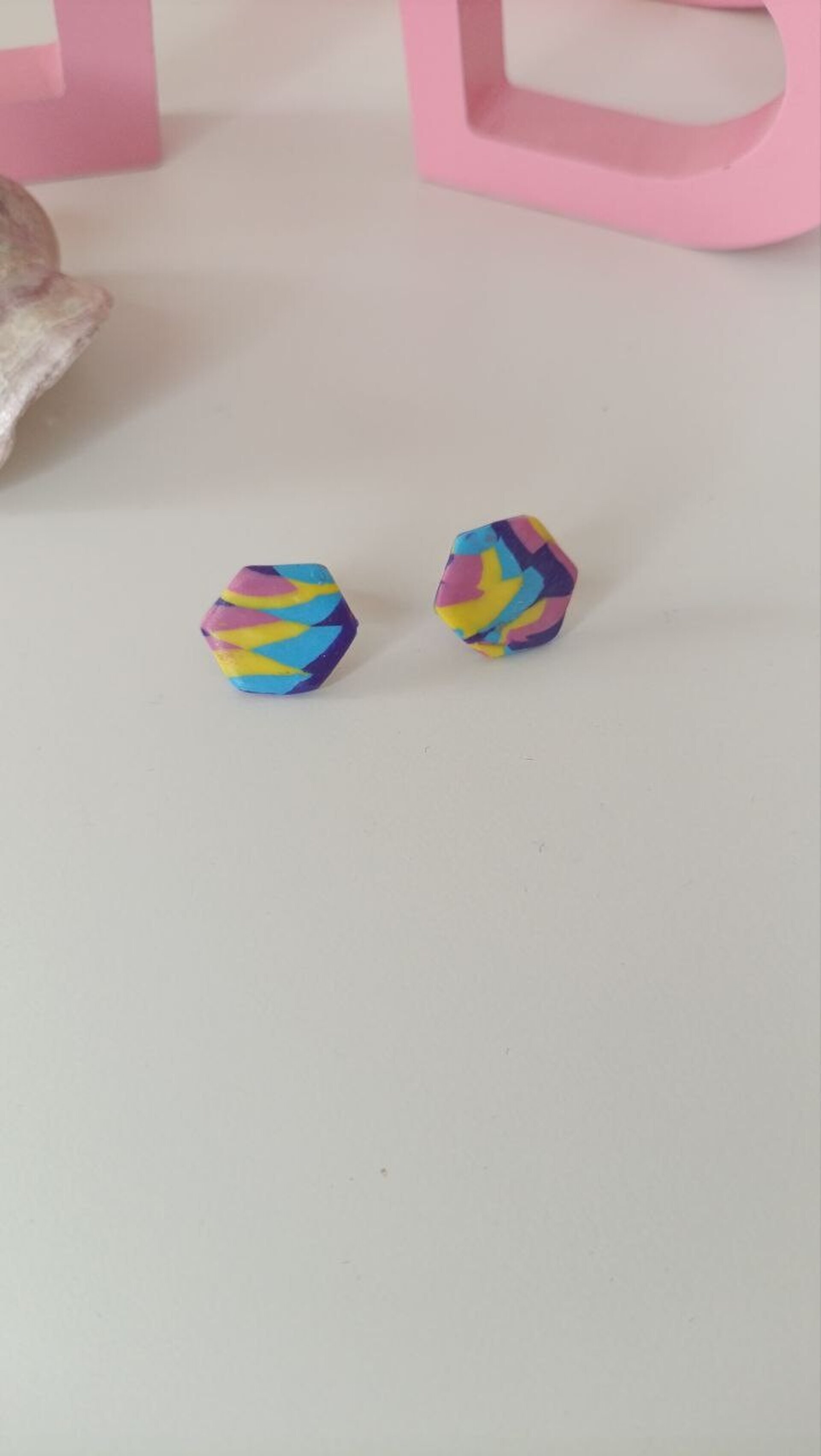 Pendientes pequeños Geo Multicolor - 3
