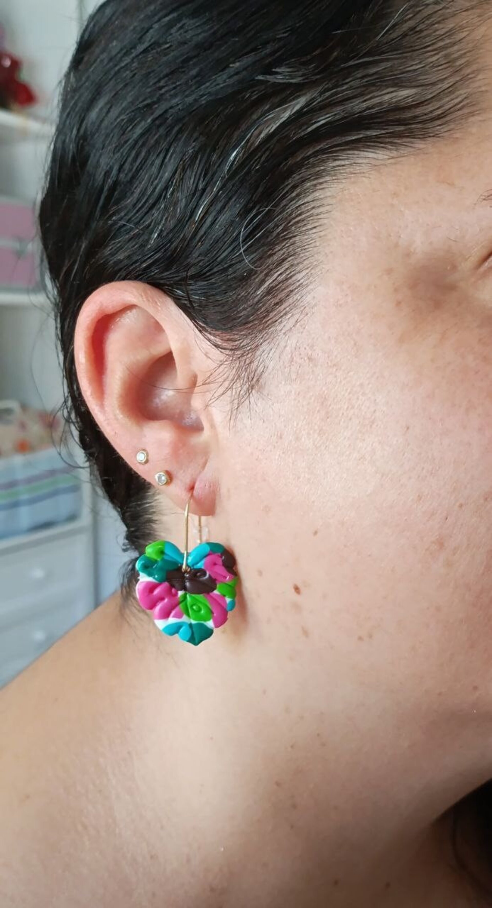 Pendientes de Arcilla Polimerica Adán Tropical - 4