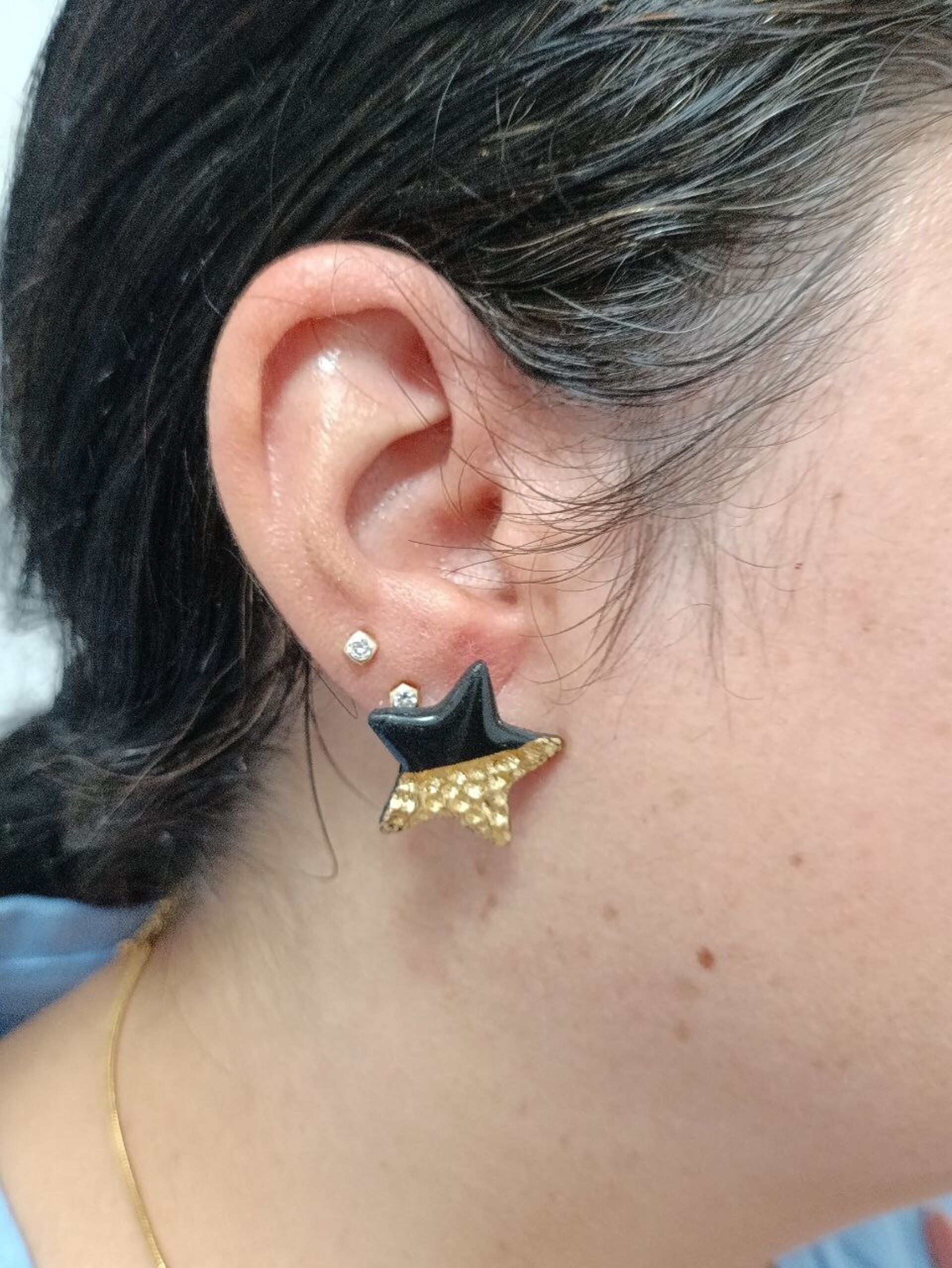 Conjunto Pendientes y colgante arcilla polimerica Estrella negra - 8