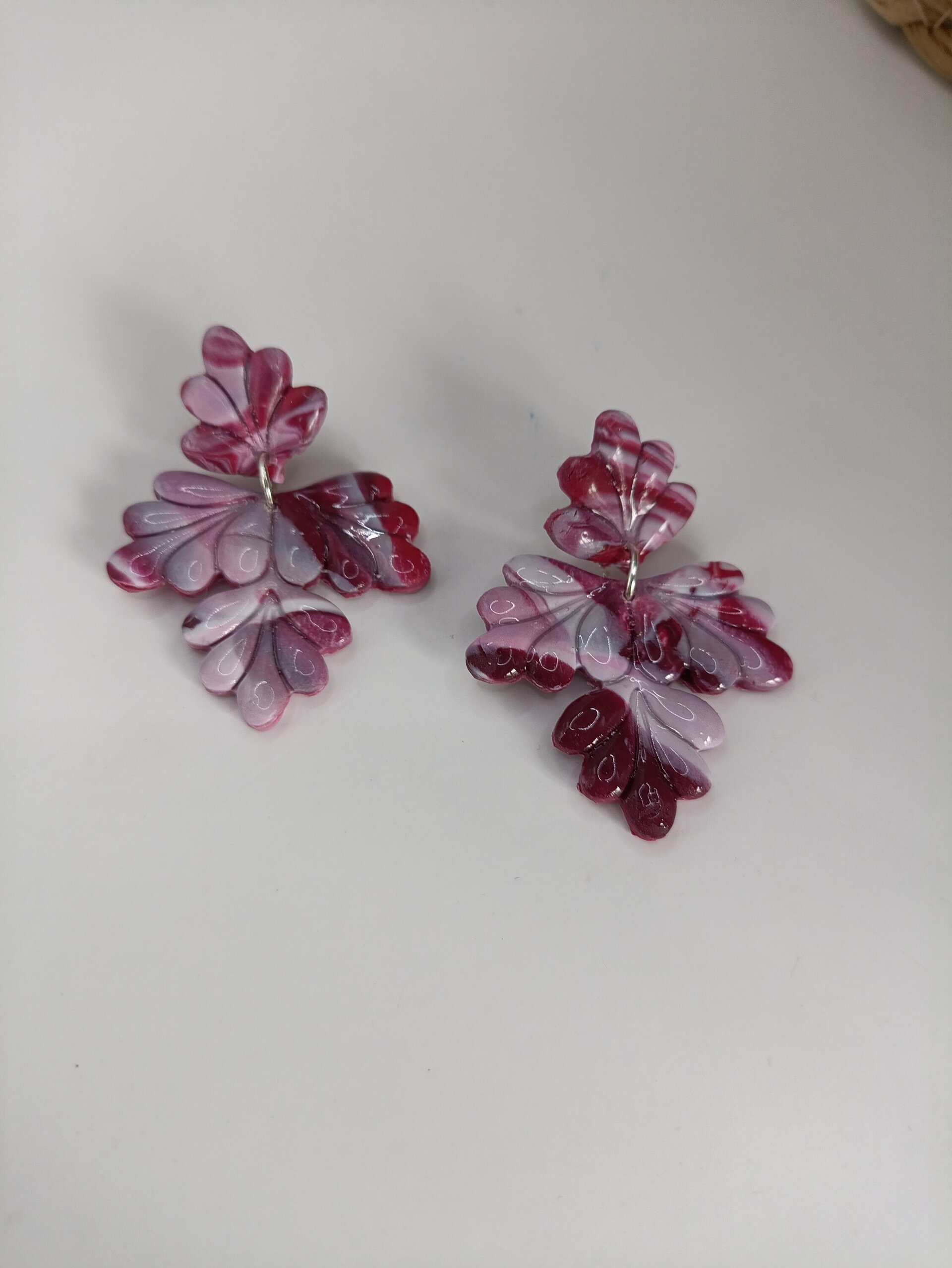 Pendientes hojas burdeos - 3