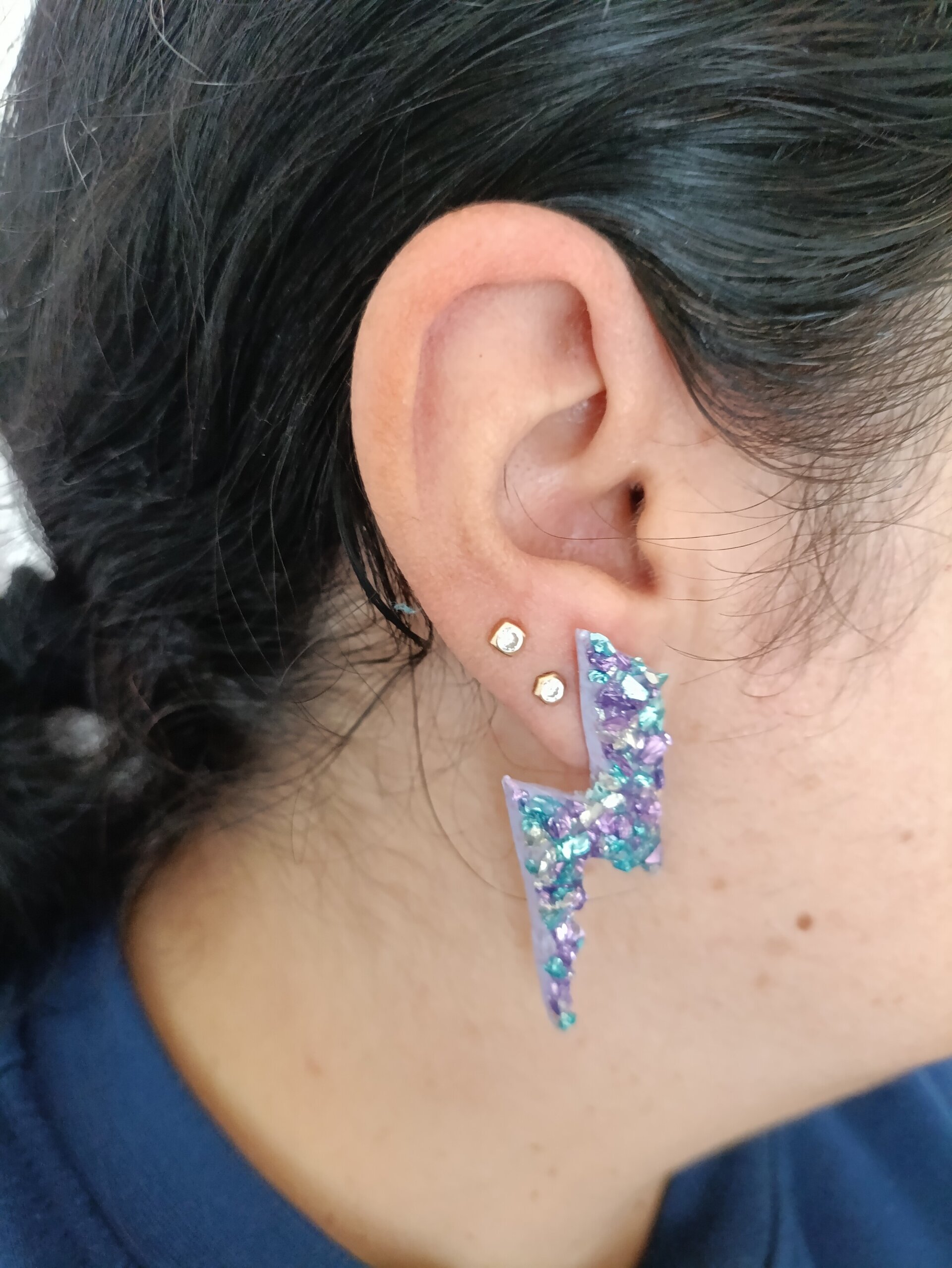 Pendientes Rayo con Cristales, varios colores - 2