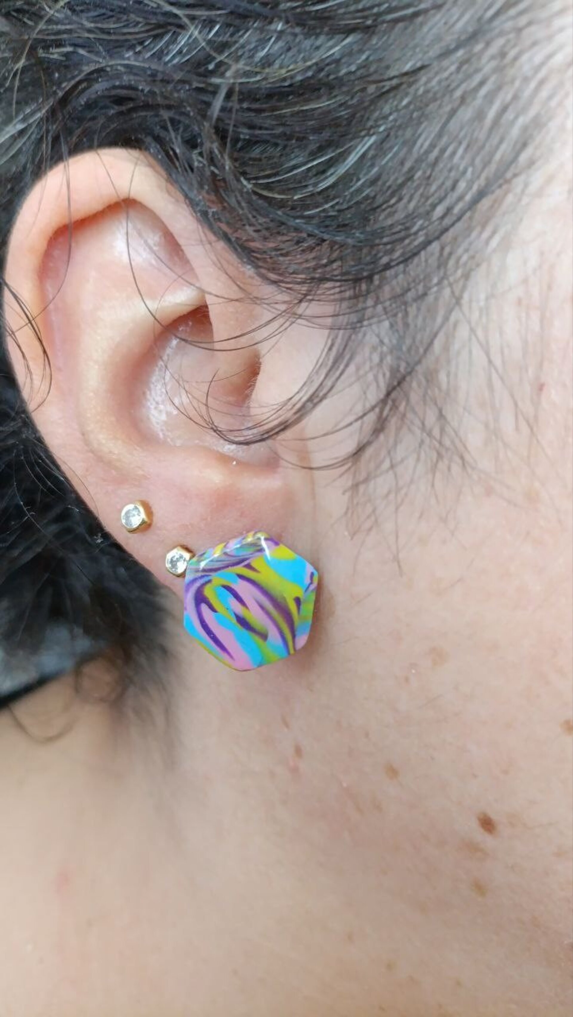 Pendientes pequeños Geo Multicolor - 8