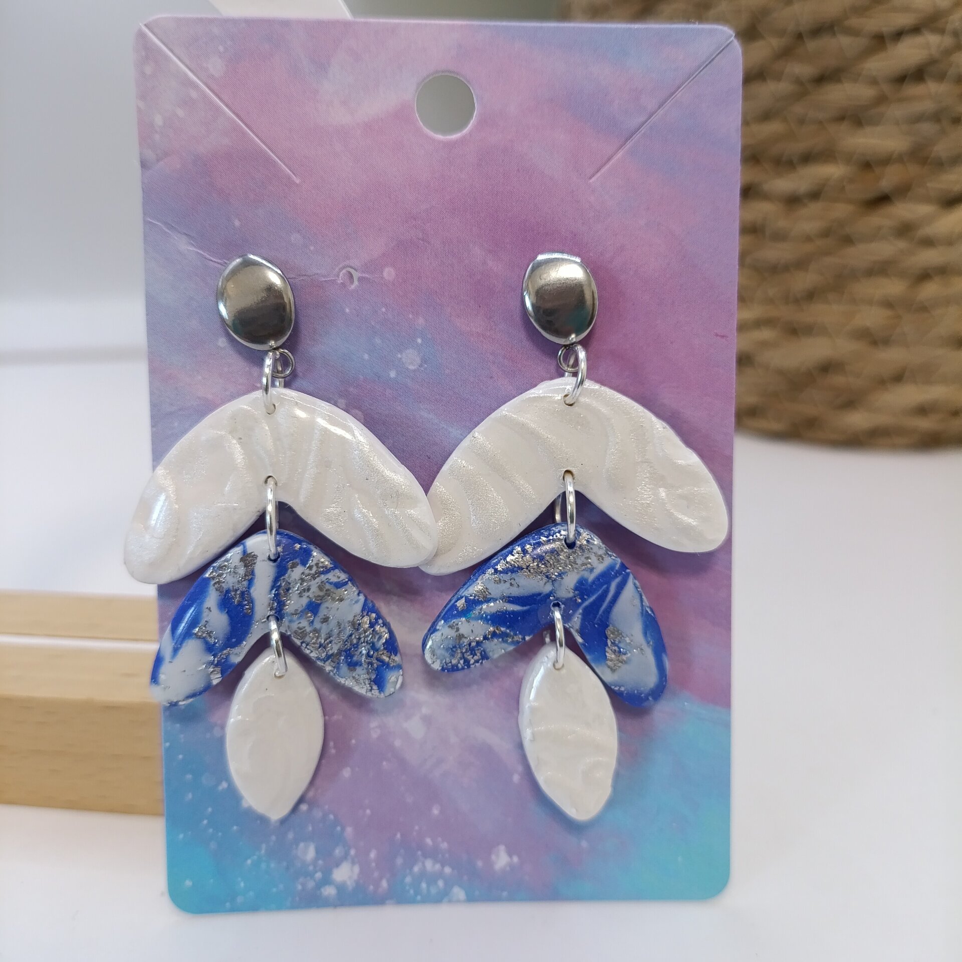 Pendientes largos sof azul - 4
