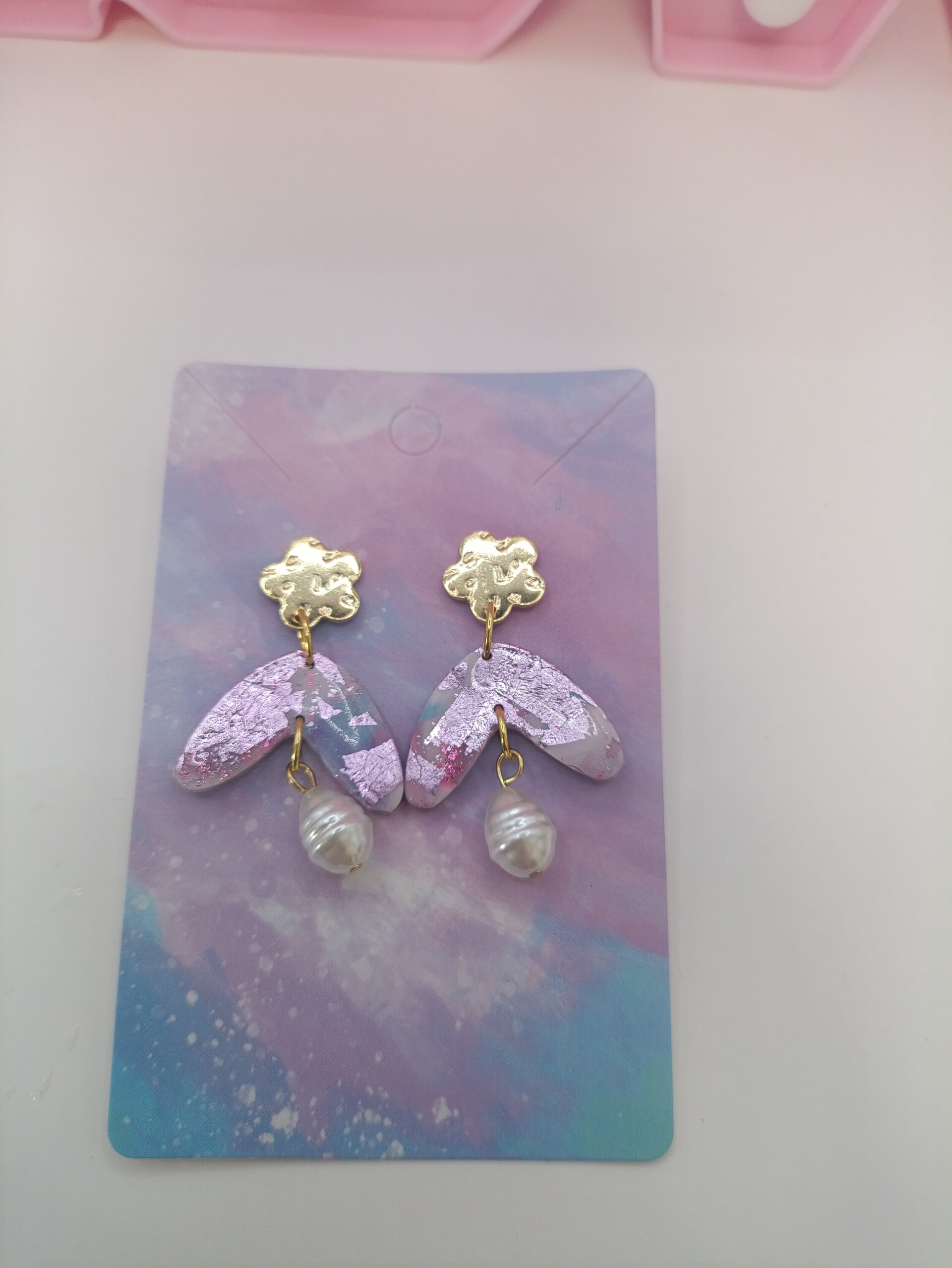 Pendientes de Arcilla Polimérica con perla - 3