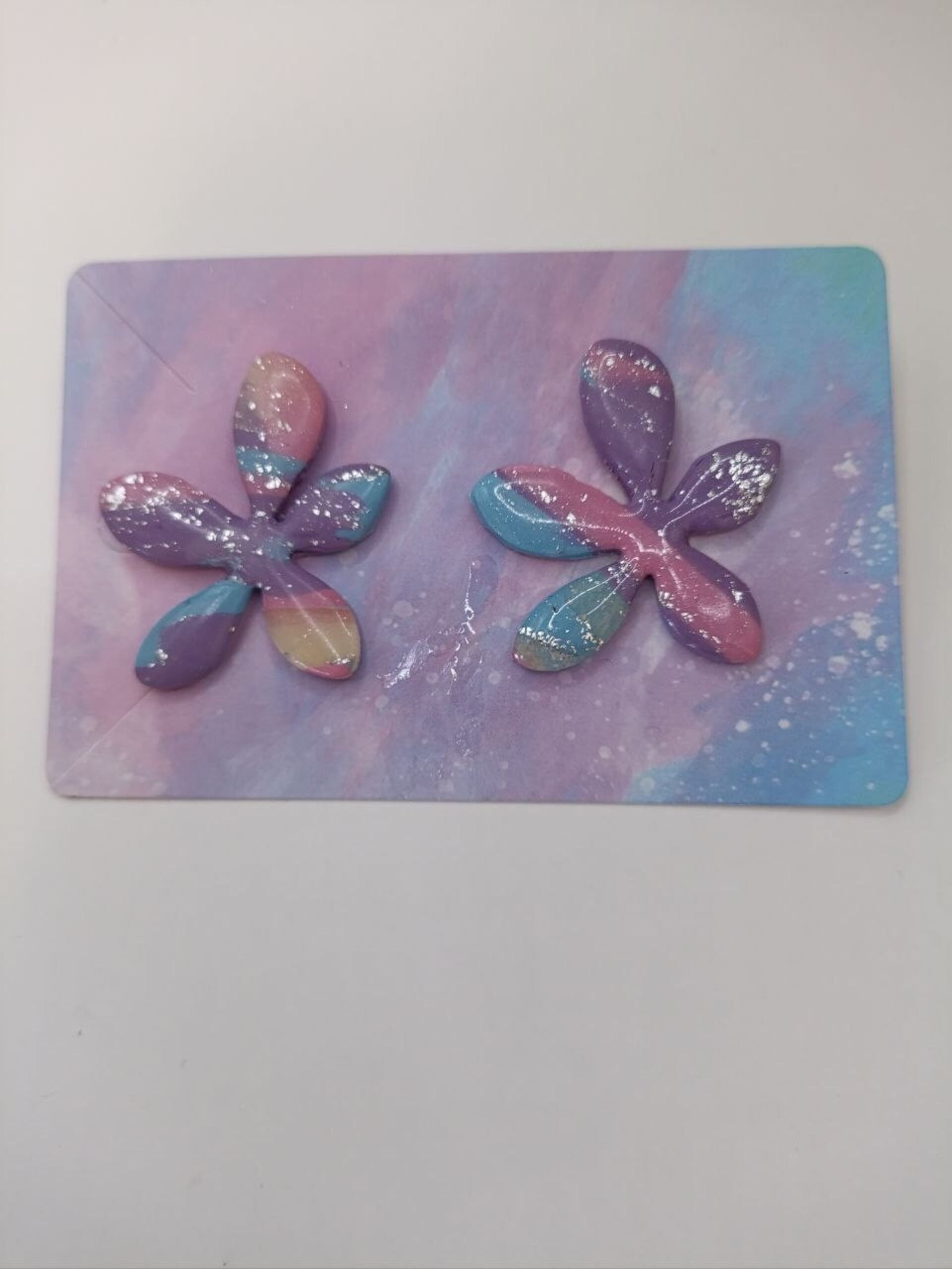 Pendientes flor moderna estampada - 3