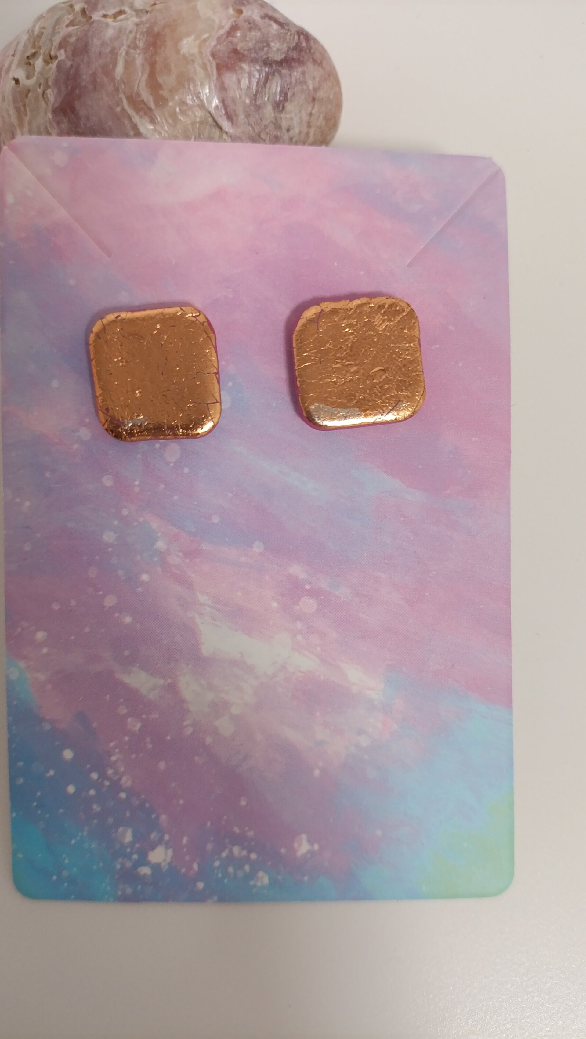 Pendientes pequeños Cuadrado Rose Gold - 3