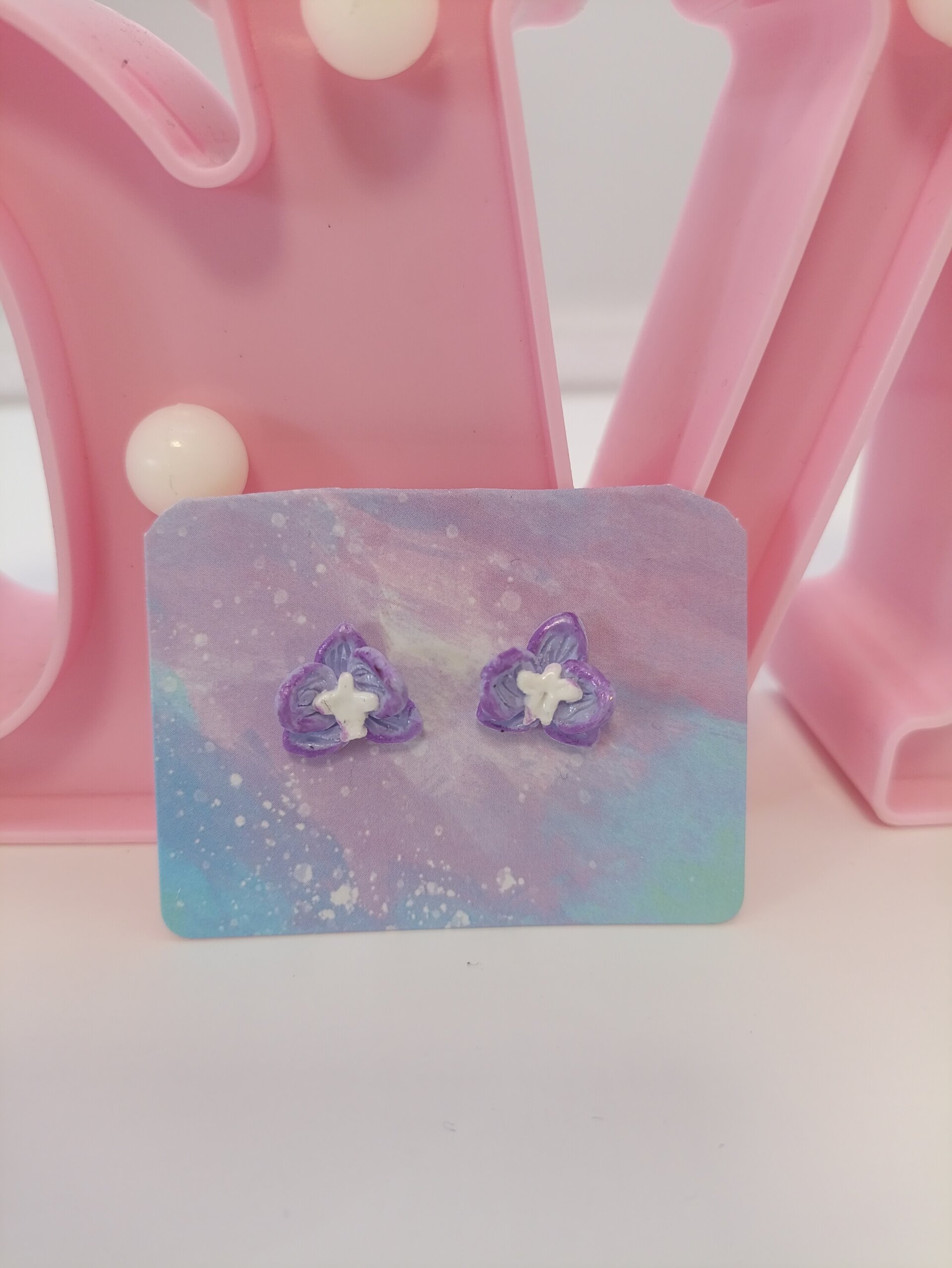 Pendientes pequeños orquídea lila - 5