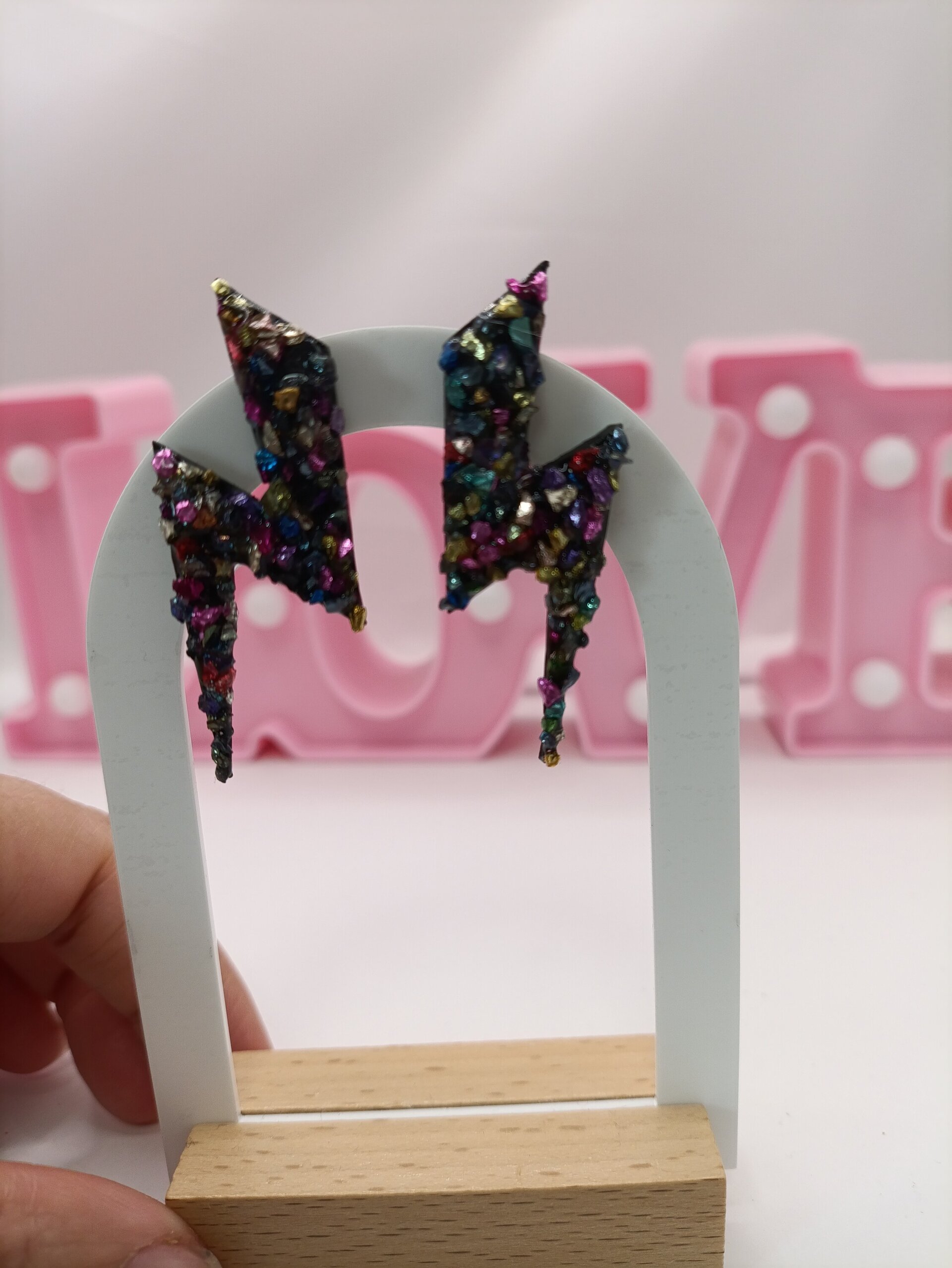 Pendientes Rayo con Cristales, varios colores - 7