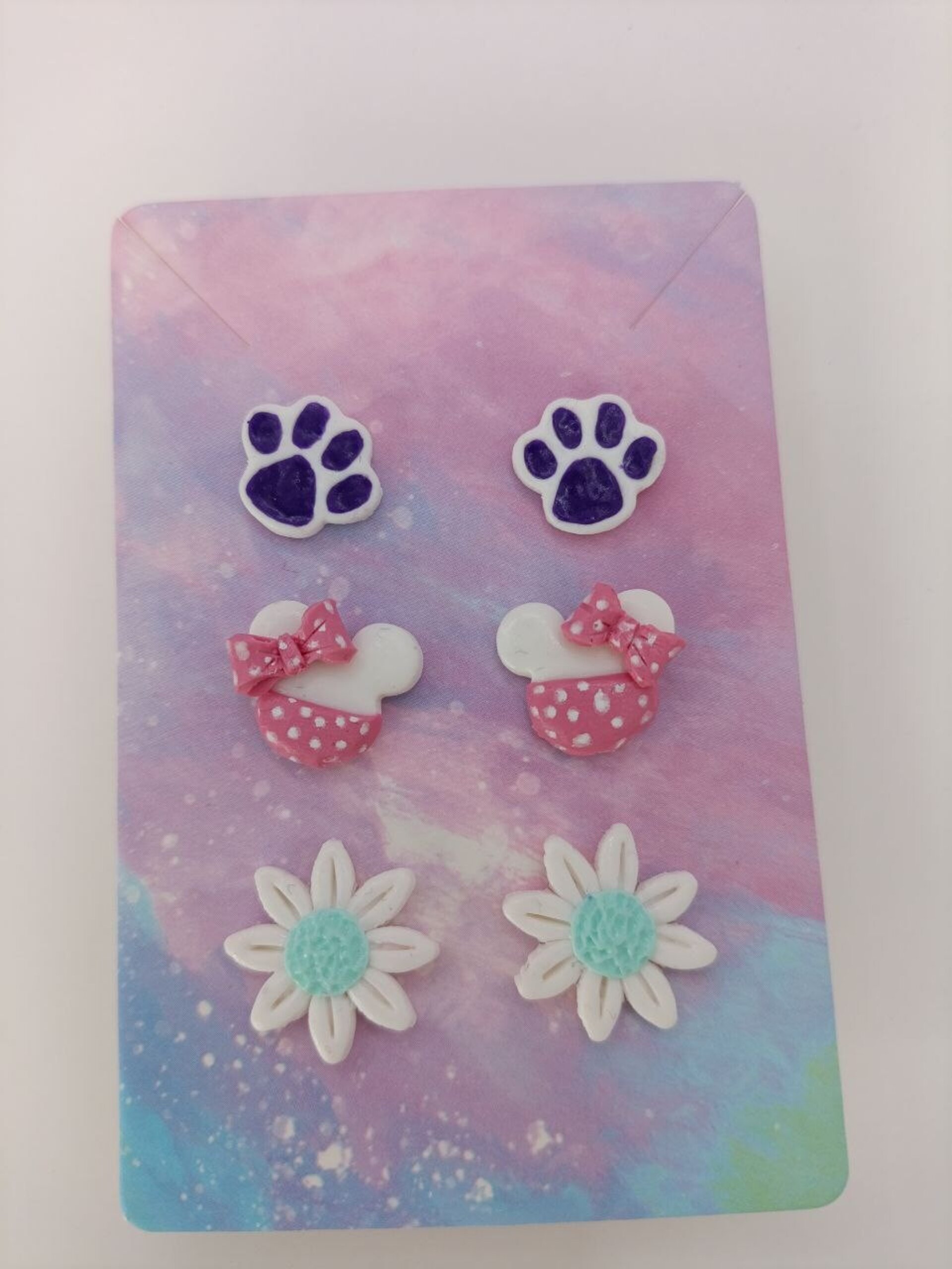 Pack de 3 Pares de Pendientes Pequeños para Niña o mujer - Minnie y mickey mouse - 7