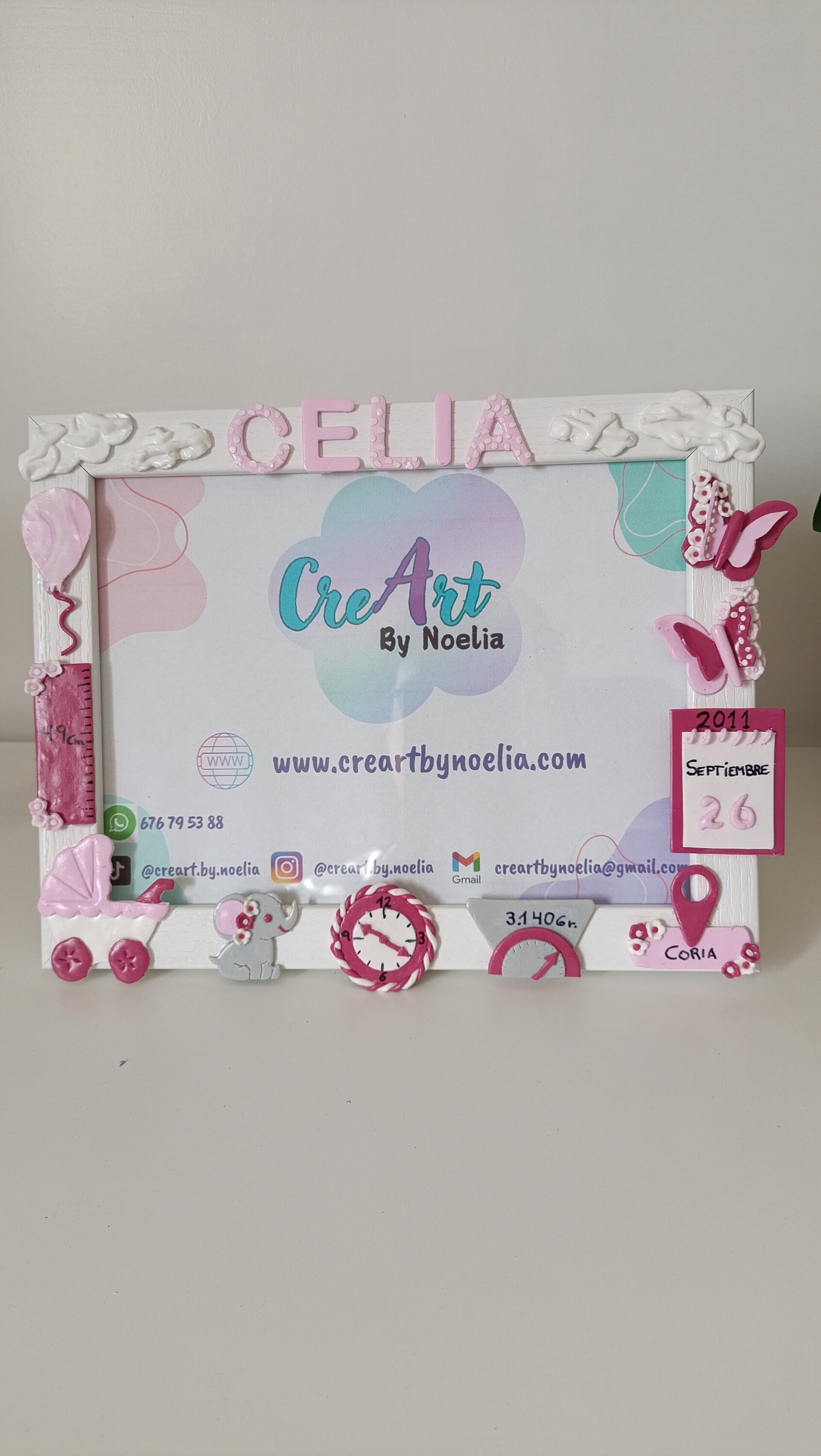 Marco de Fotos Personalizado Recuerdo de nacimiento niña y niño 4modelos - 11