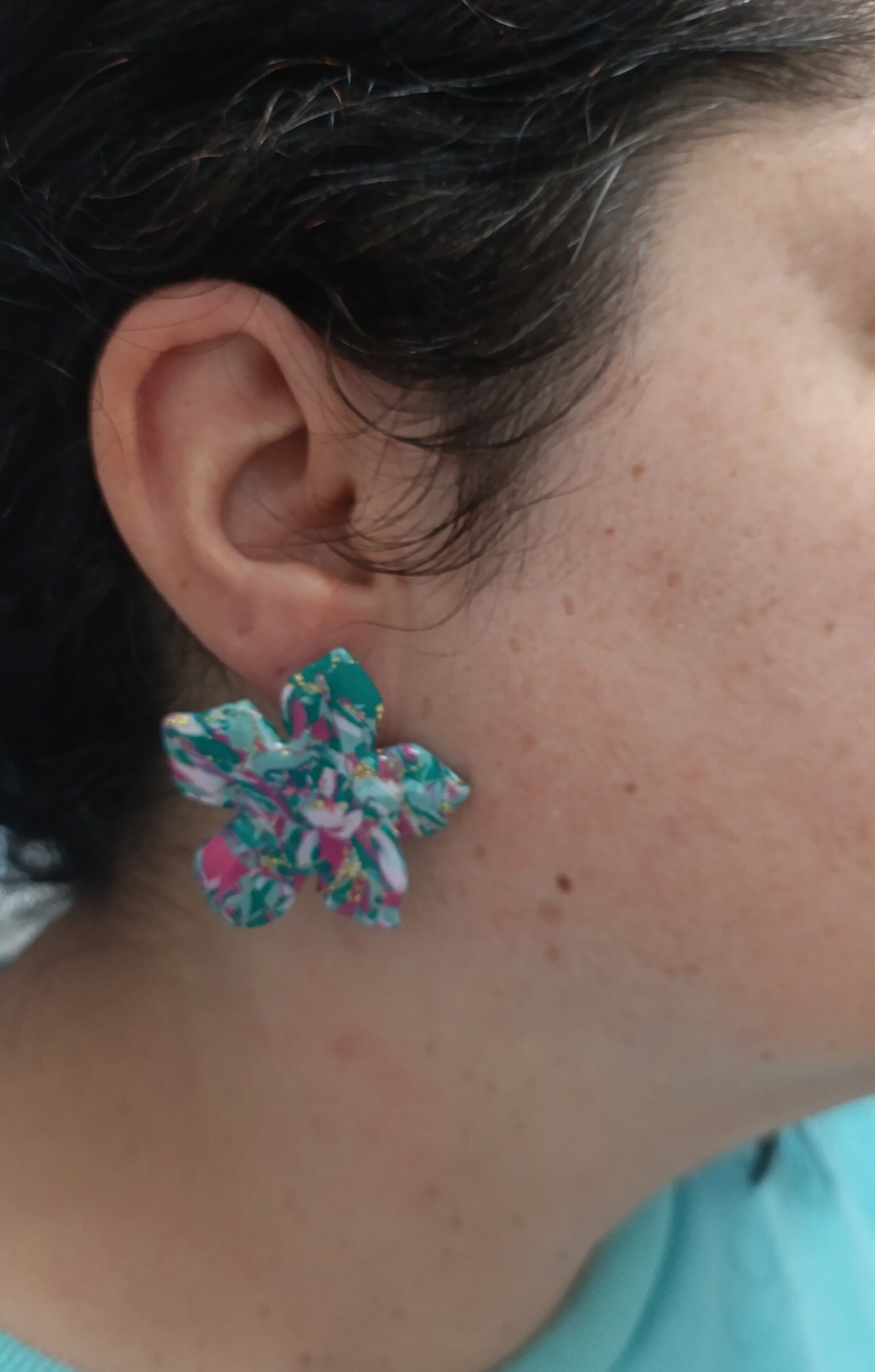 Pendientes Flor fashion estampado Jade - 4