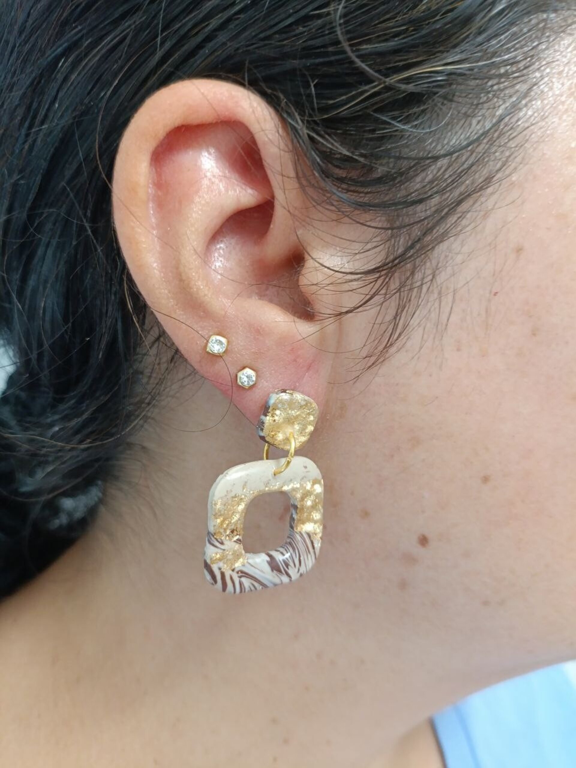 Pendientes de arcilla polimerica cuadrado terrenal - 4