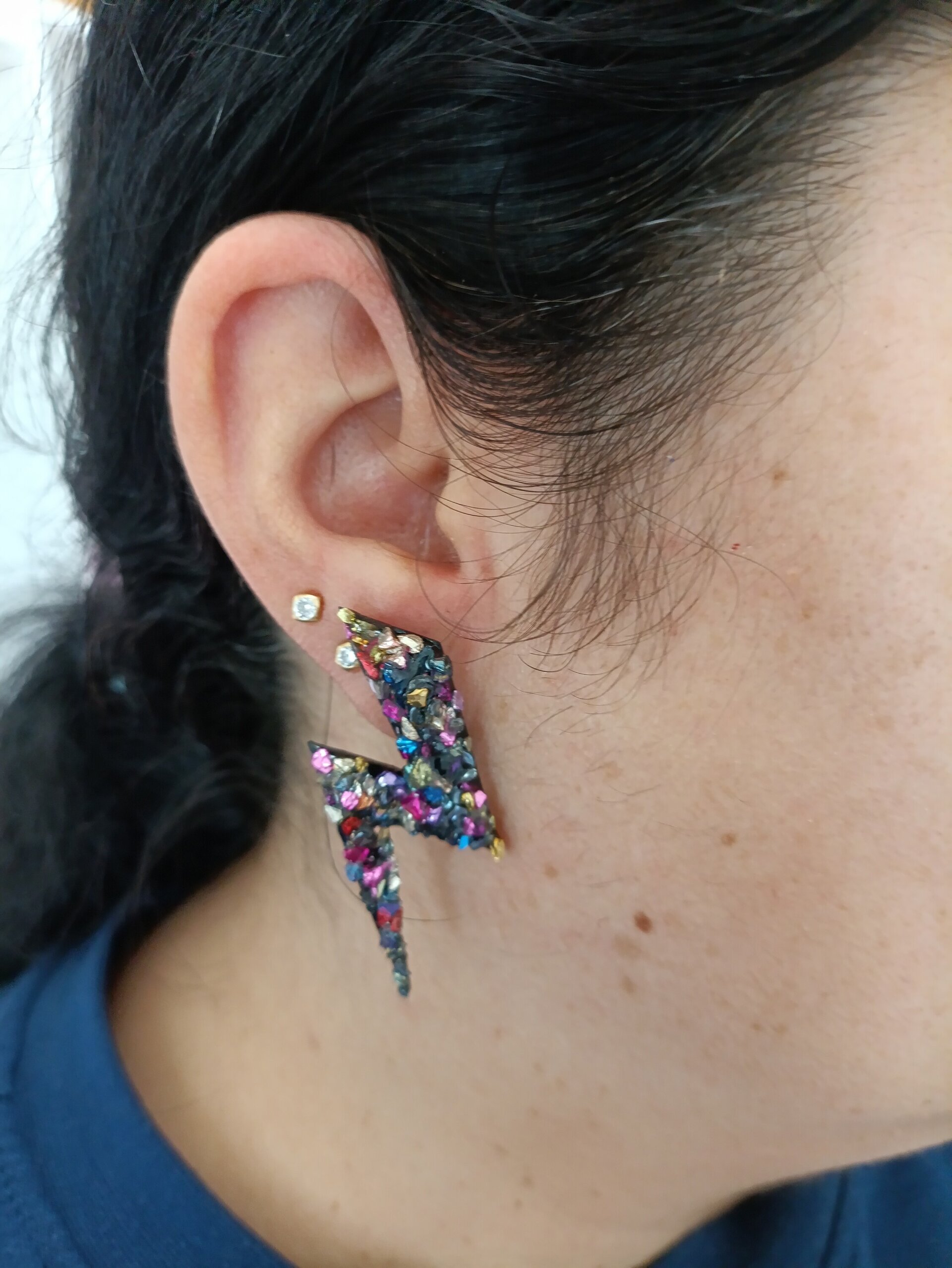 Pendientes Rayo con Cristales, varios colores - 12