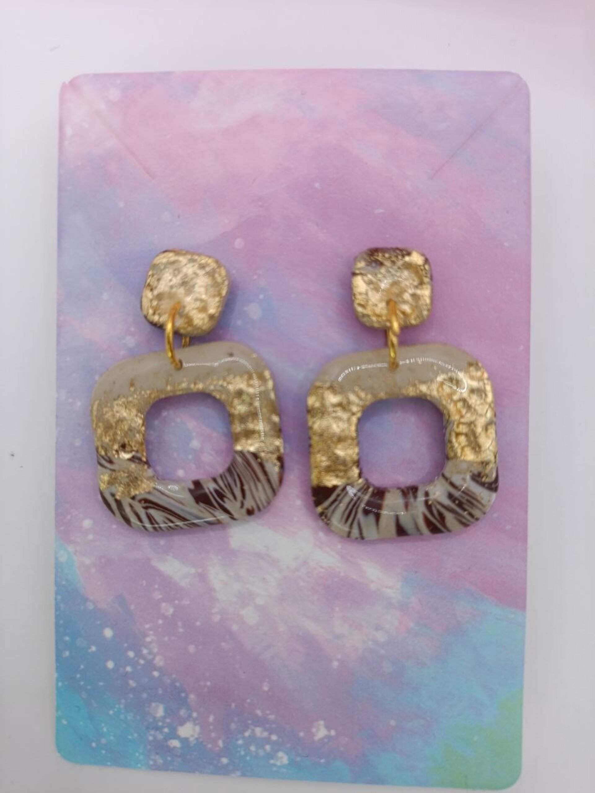 Pendientes de arcilla polimerica cuadrado terrenal - 2
