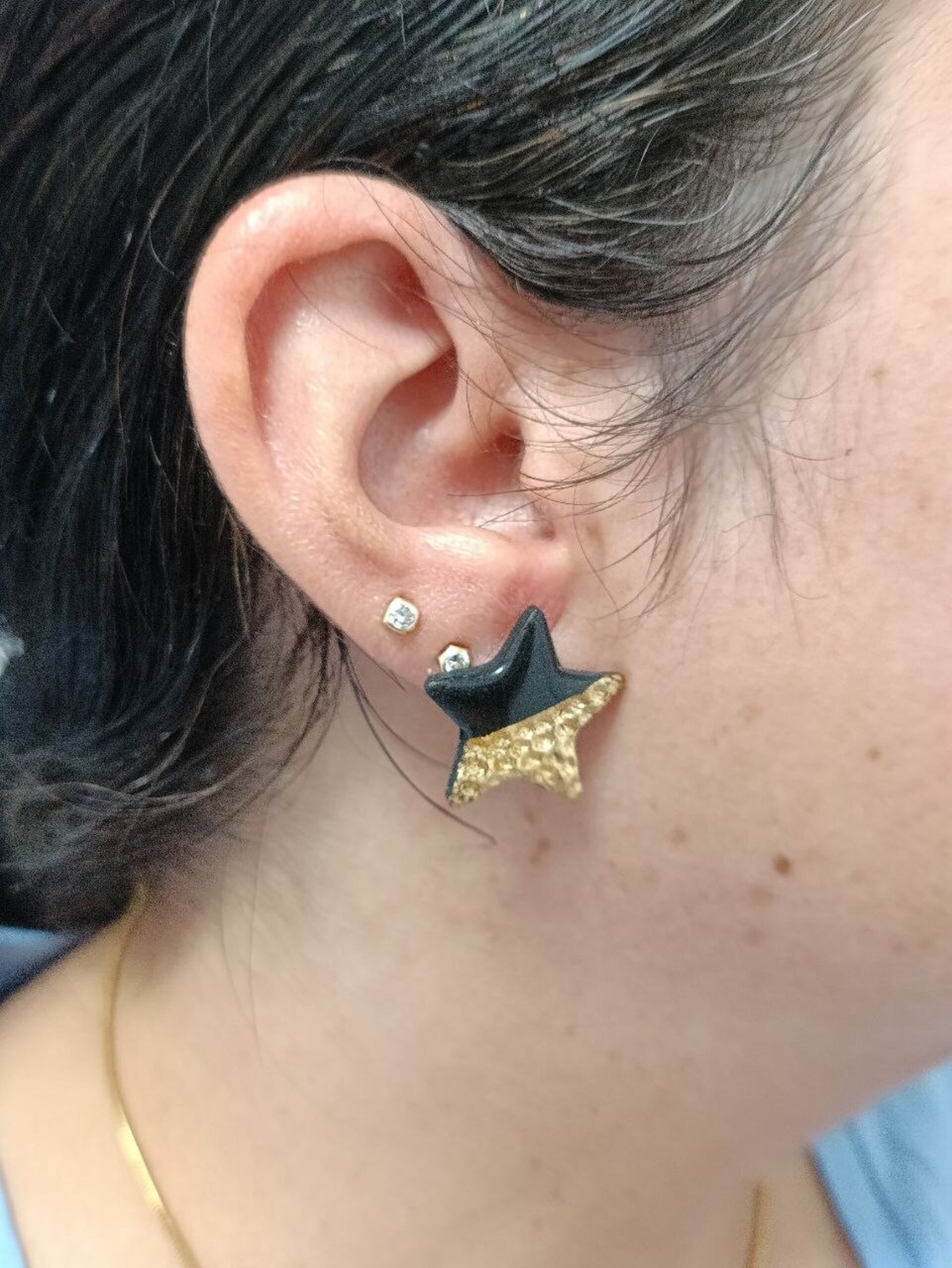 Conjunto Pendientes y colgante arcilla polimerica Estrella negra - 3