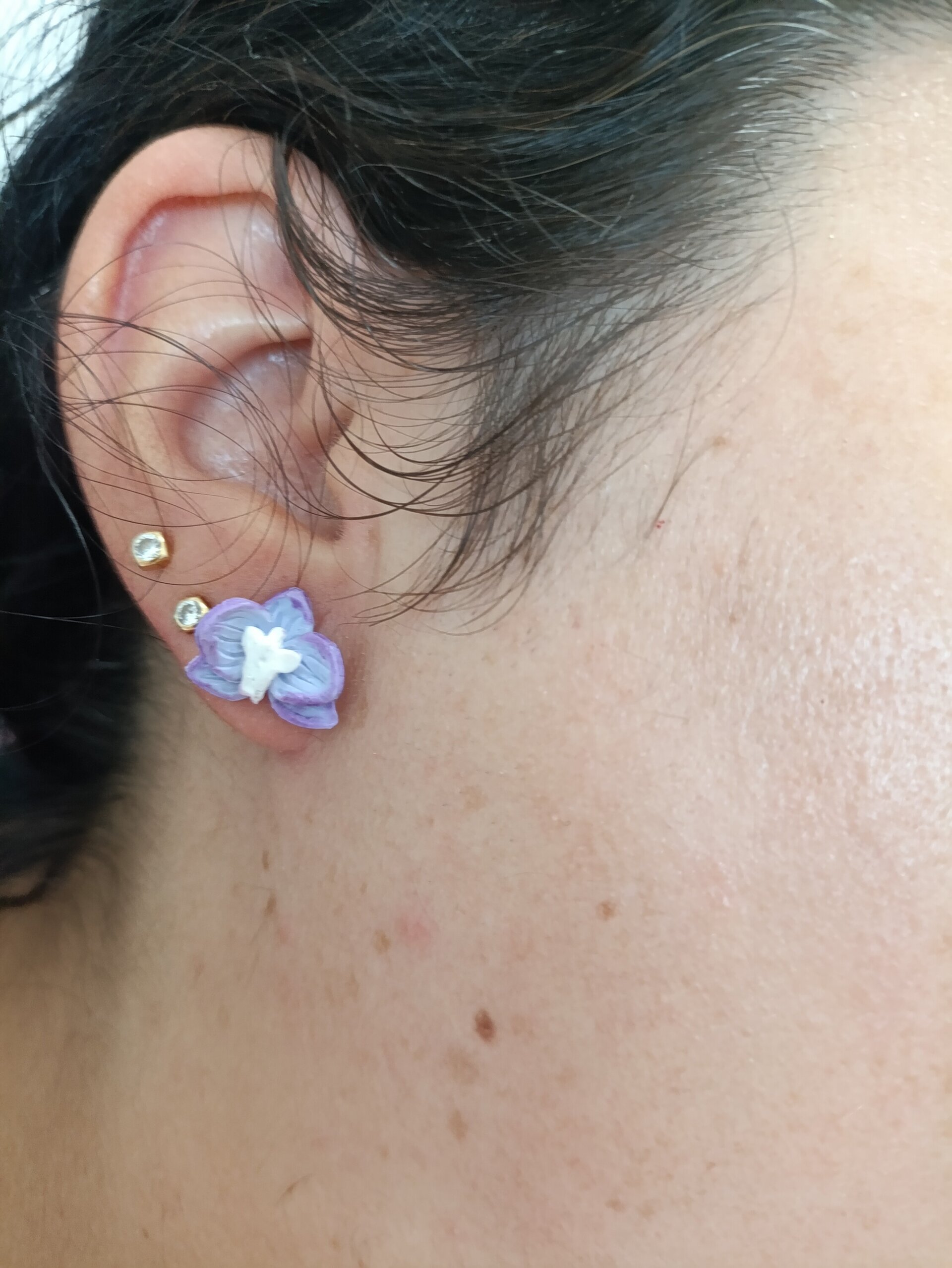 Pendientes pequeños orquídea lila - 3