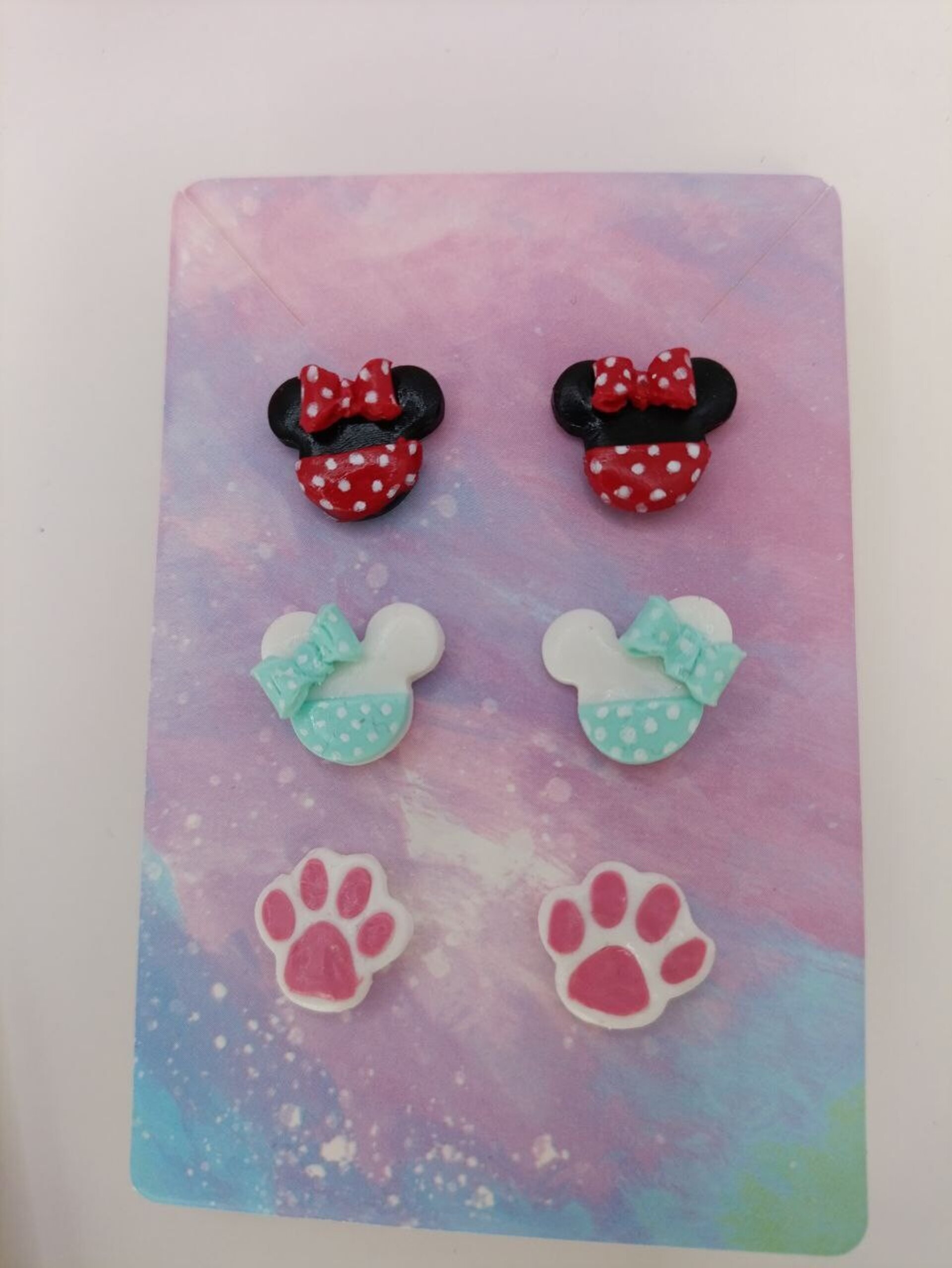 Pack de 3 Pares de Pendientes Pequeños para Niña o mujer - Minnie y mickey mouse - 6