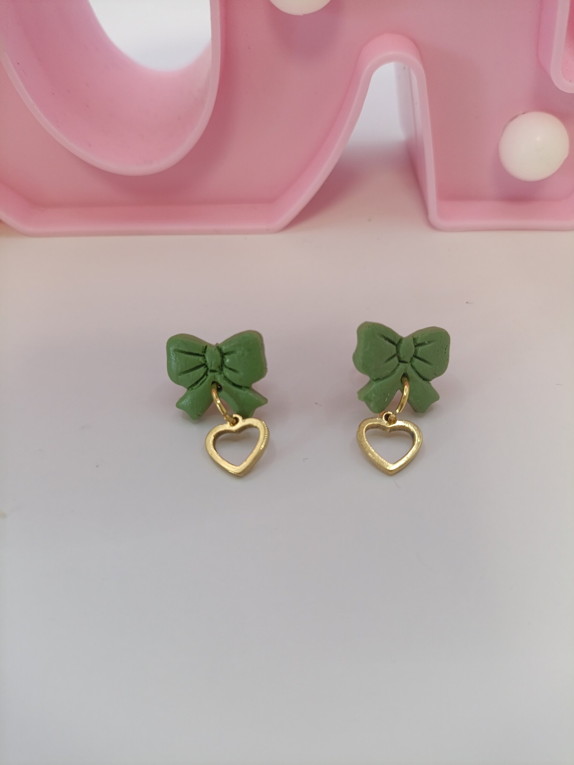 Pendientes pequeños arcilla polimerica lazo de amor - 11