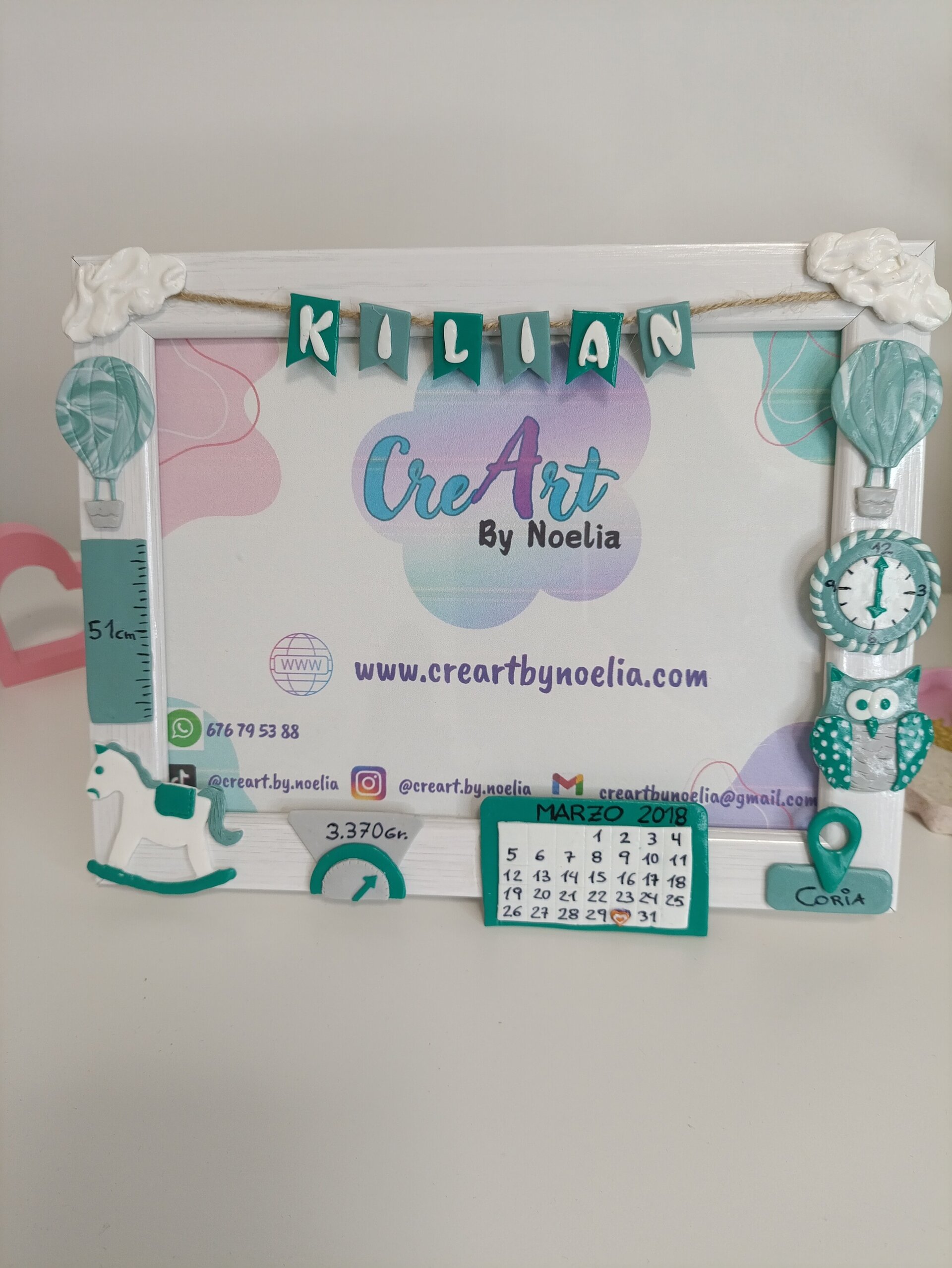 Marco de Fotos Personalizado Recuerdo de nacimiento niña y niño 4modelos - 4