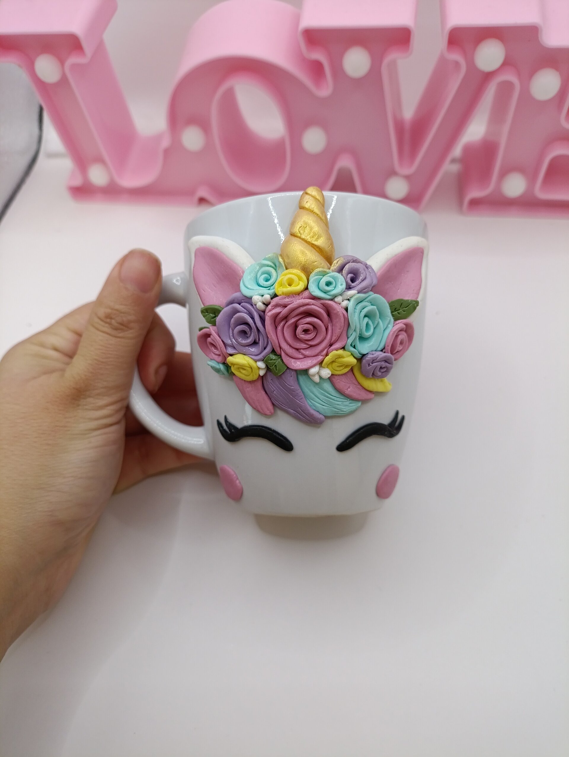 Taza personalizada Unicornio con nombre, hecha a mano - 5