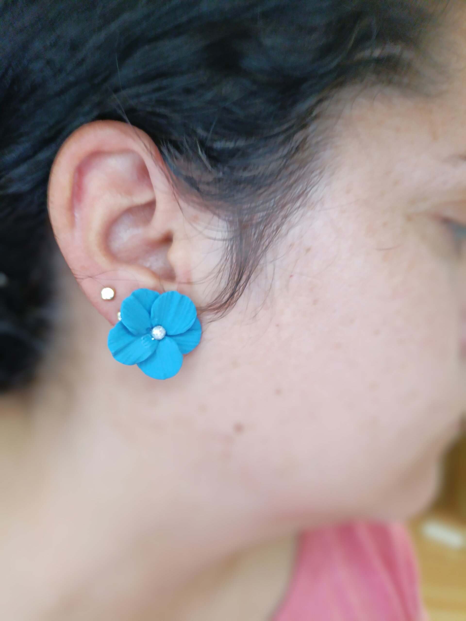 Pendientes Acero y arcilla Flor - 2