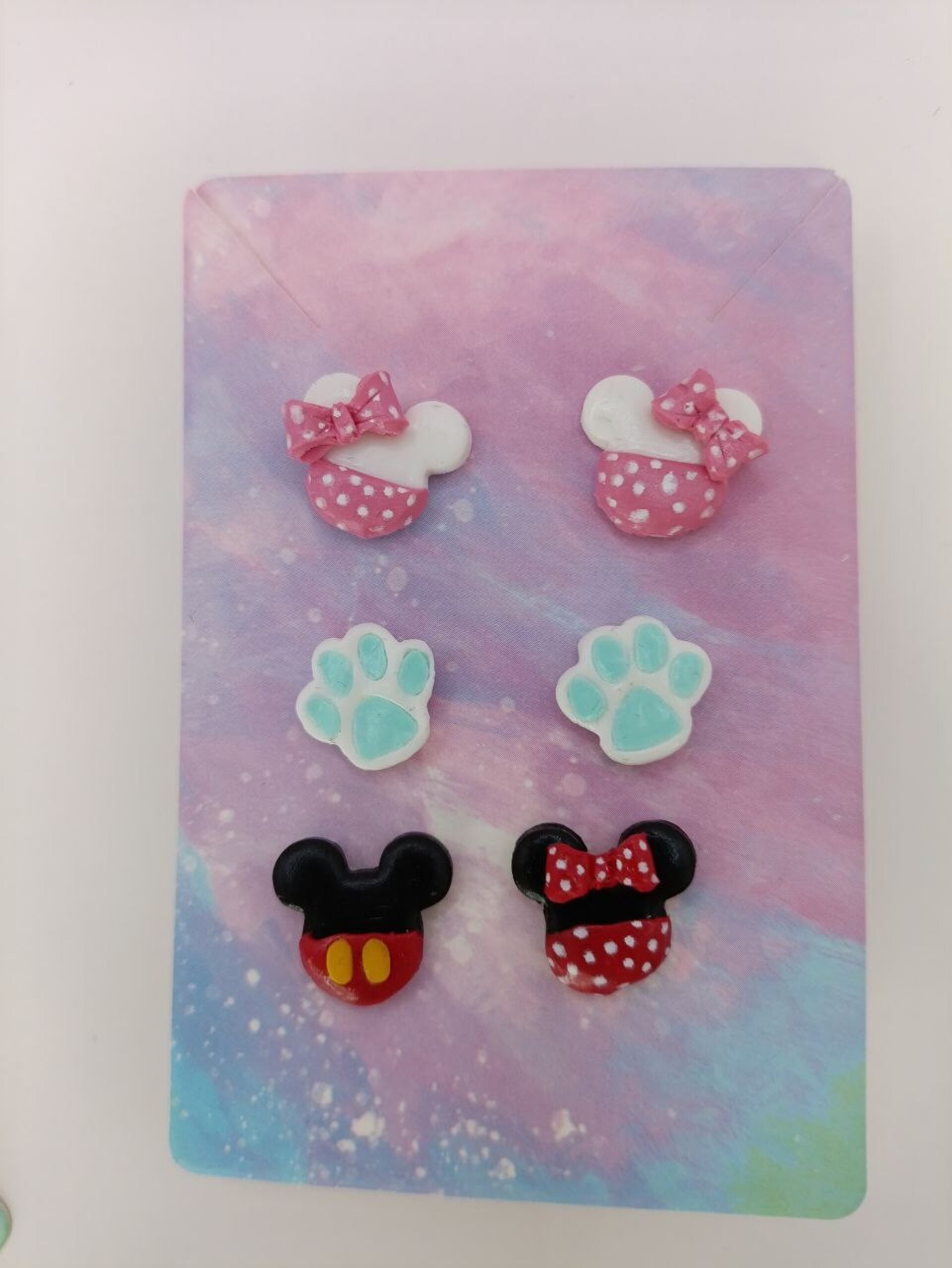 Pack de 3 Pares de Pendientes Pequeños para Niña o mujer - Minnie y mickey mouse - 8