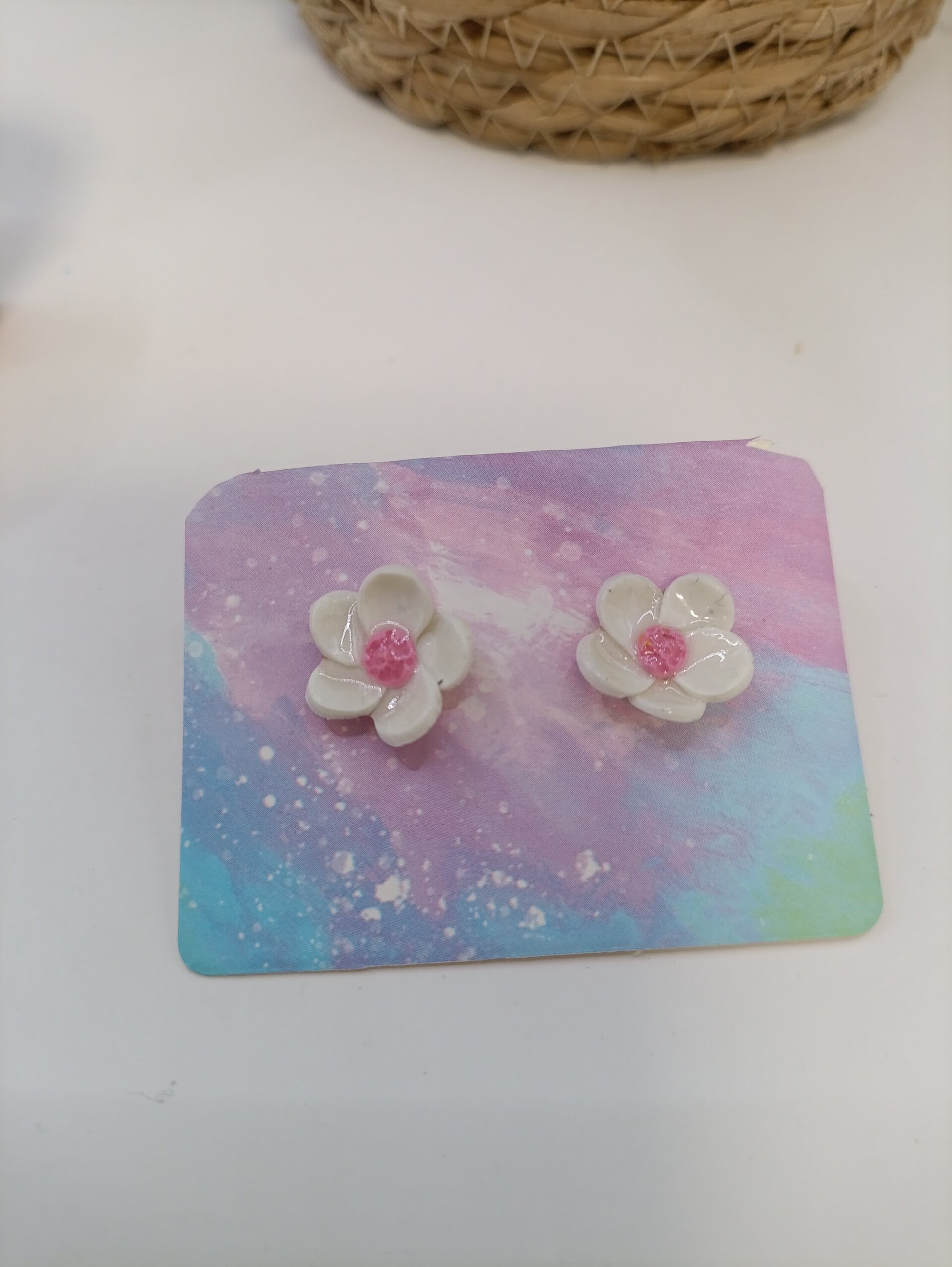 Pendientes pequeños flor natural, varios colores - 11