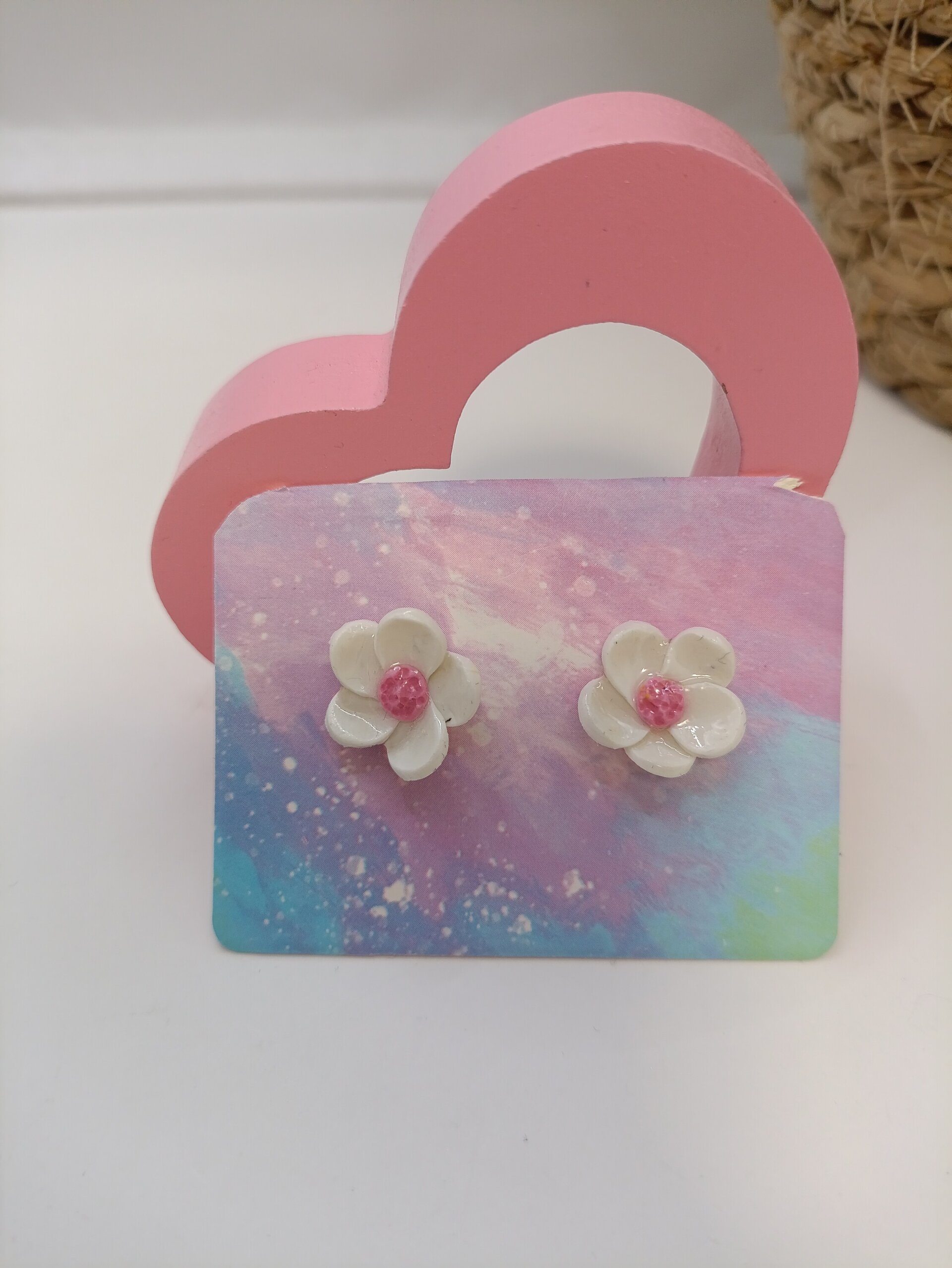 Pendientes pequeños flor natural, varios colores - 4