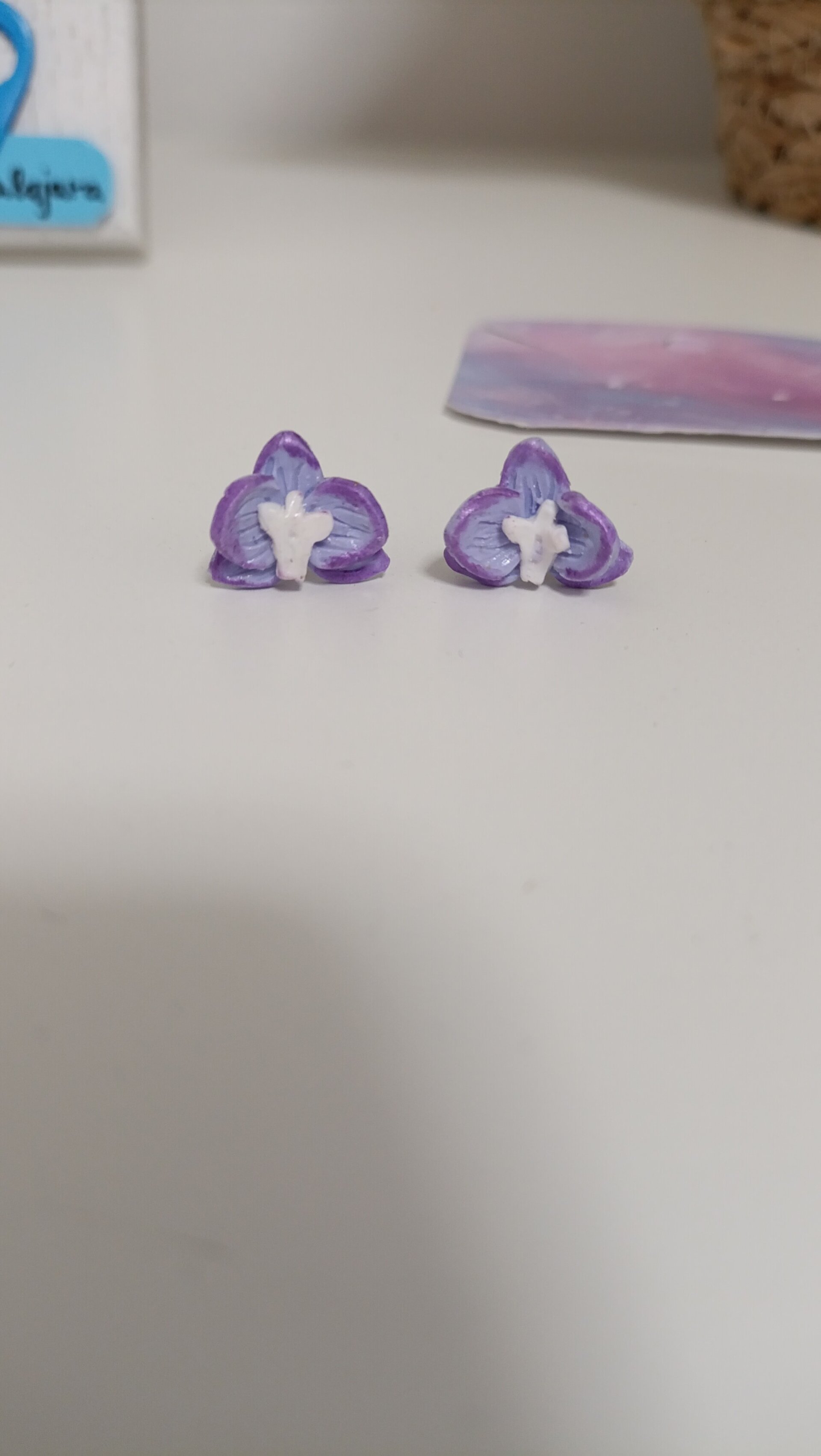 Pendientes pequeños orquídea lila - 6