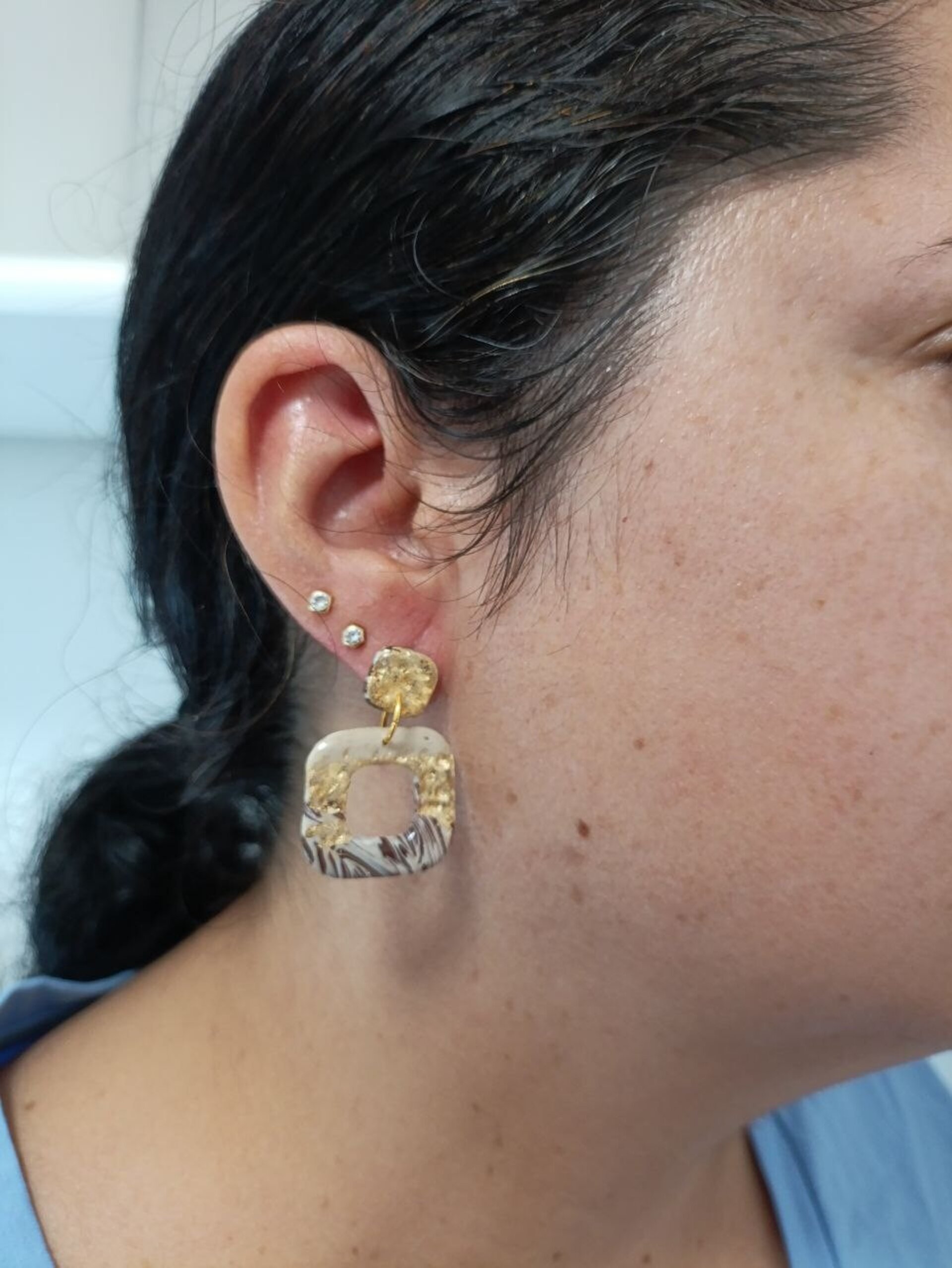 Pendientes de arcilla polimerica cuadrado terrenal - 9
