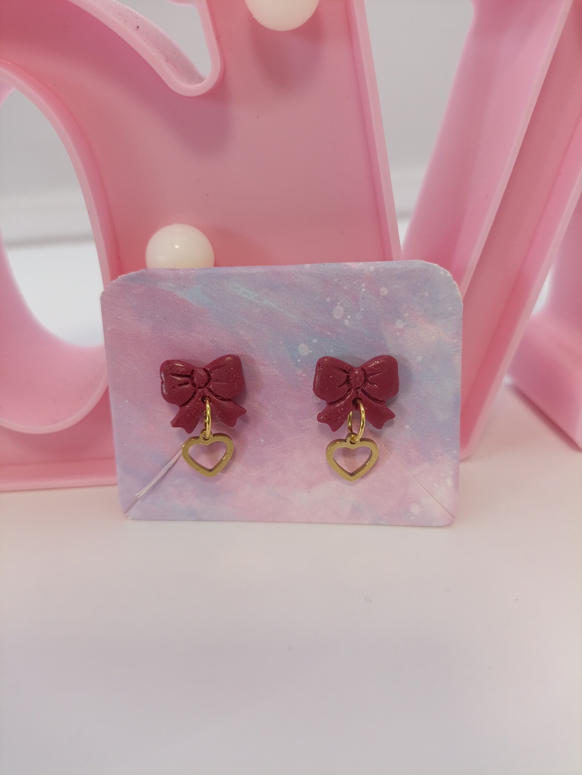 Pendientes pequeños arcilla polimerica lazo de amor - 10