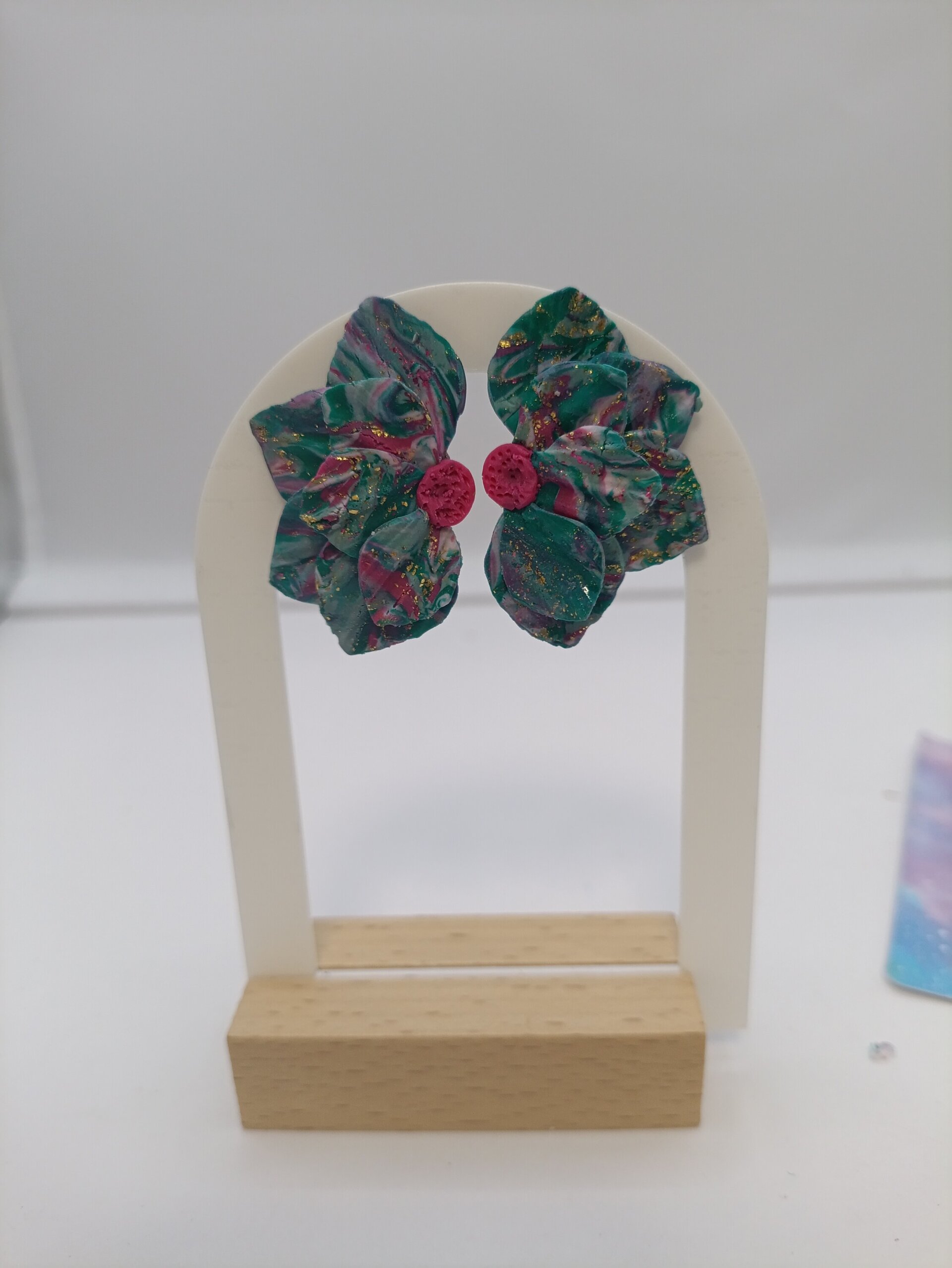 Pendientes media flor Jade - 6