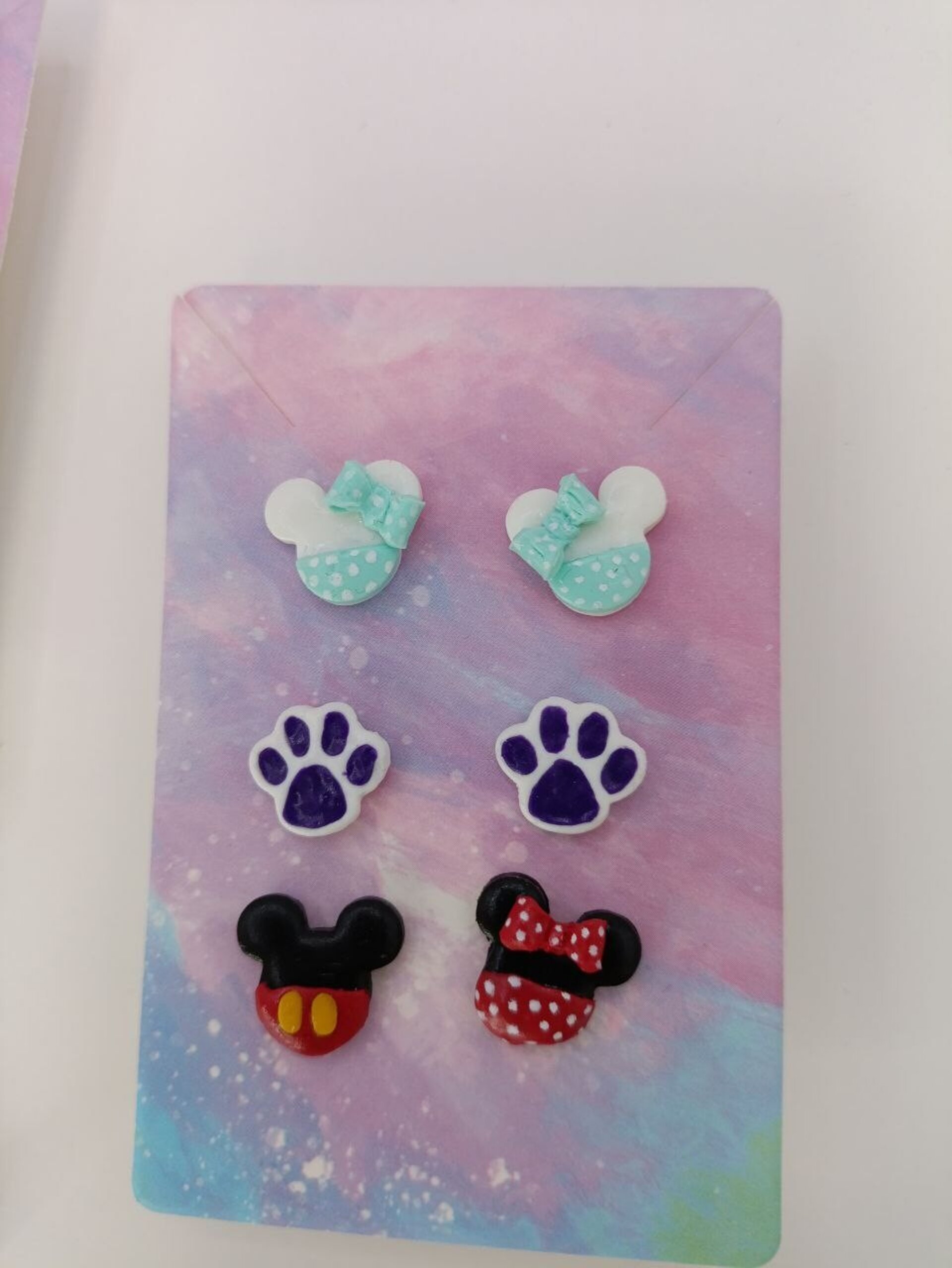 Pack de 3 Pares de Pendientes Pequeños para Niña o mujer - Minnie y mickey mouse - 4