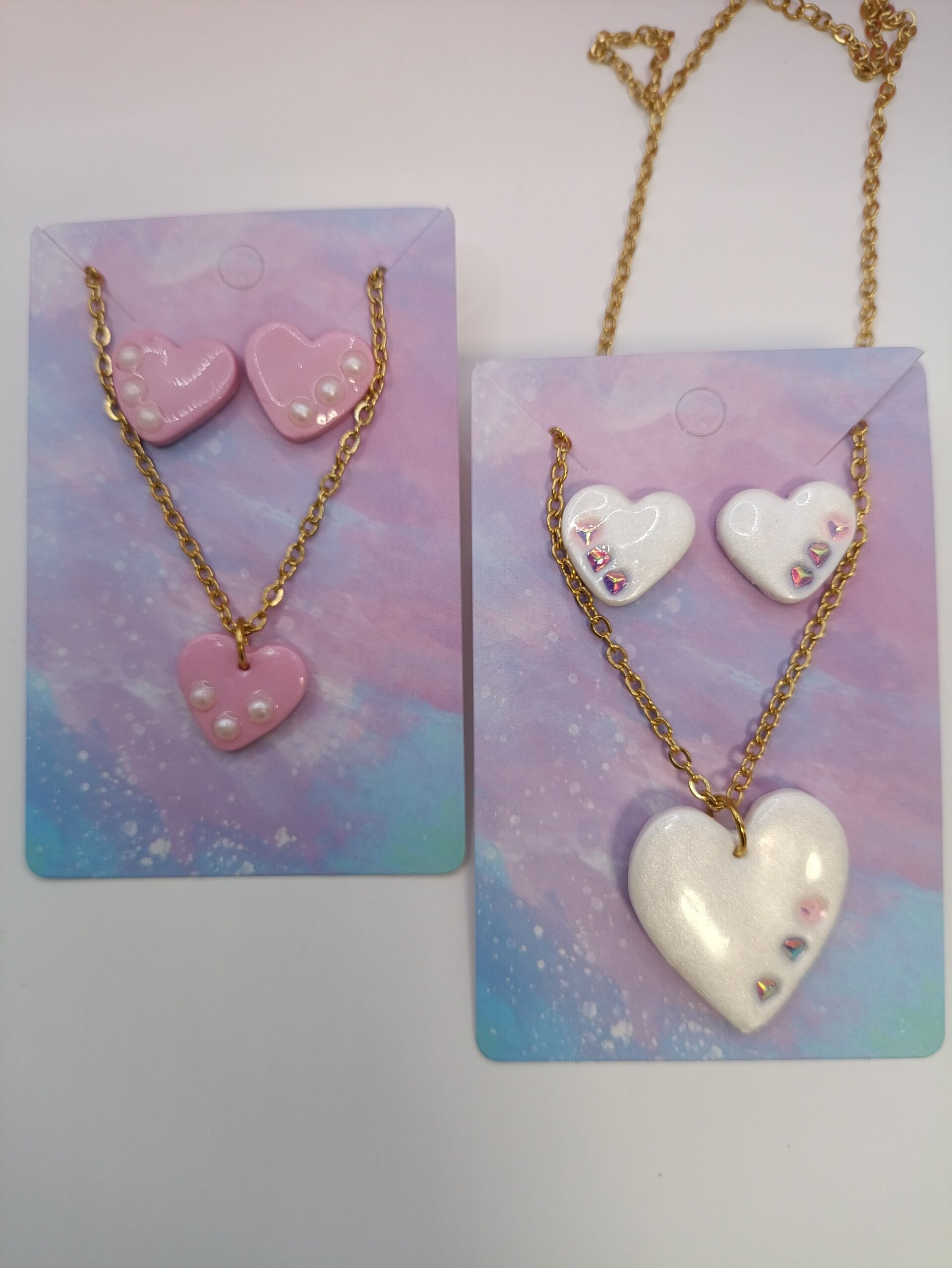 Conjunto de pendientes y colgante Corazon 2 modelos diferentes. - 2