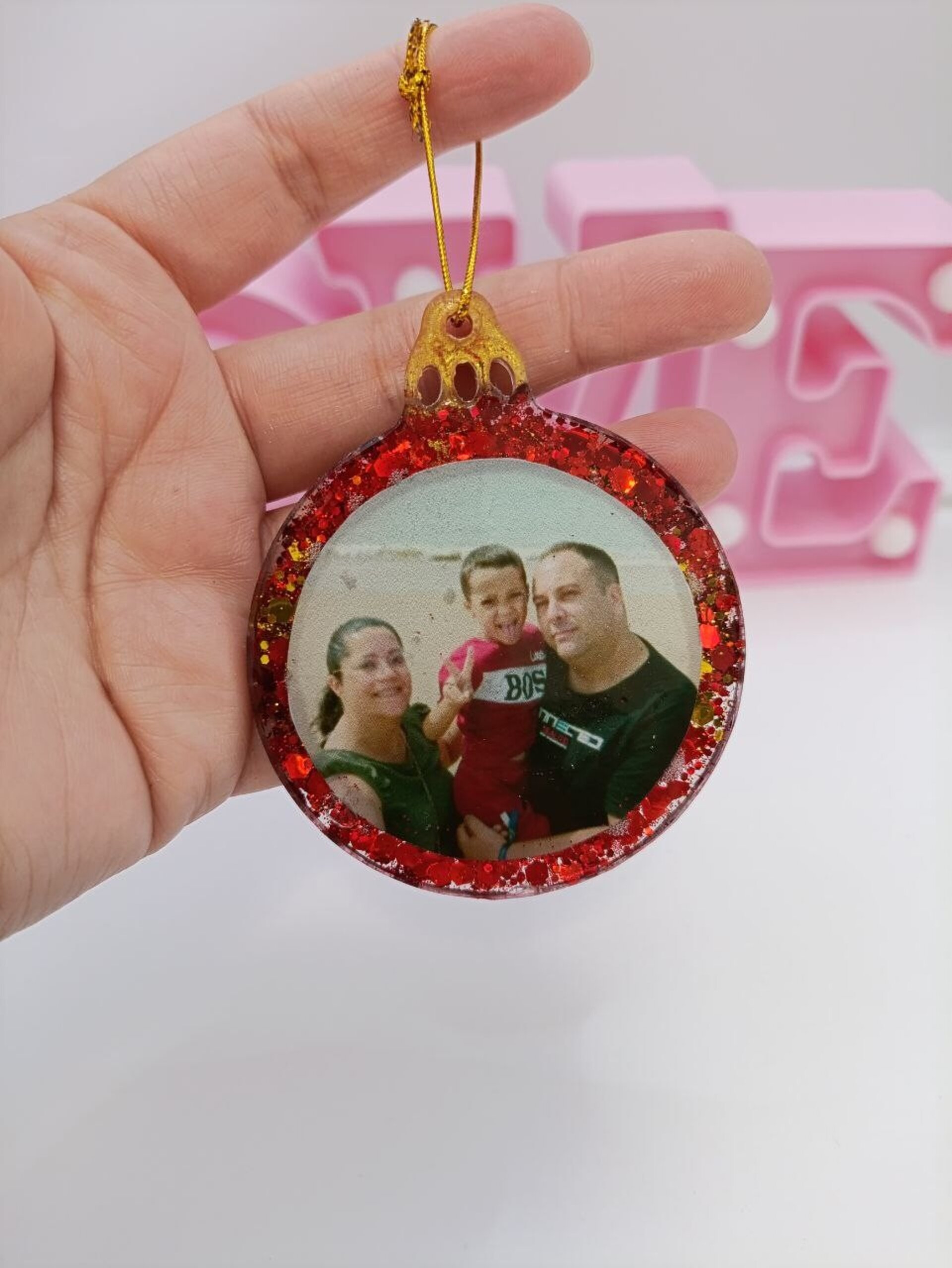 Adorno de Navidad de Resina Personalizado en forma de bola con foto y nombre - 10
