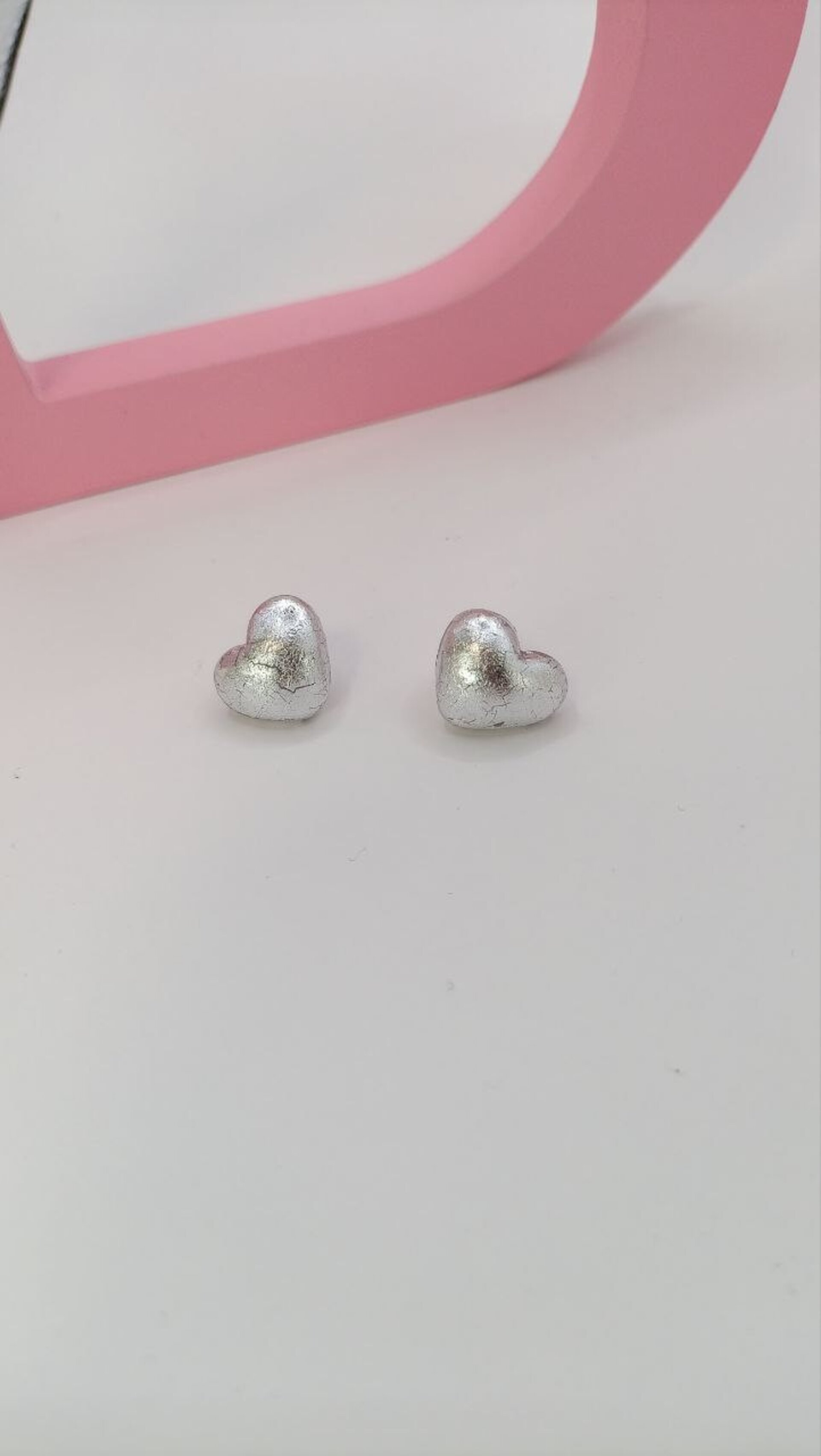 Pendientes pequeños de arcilla polimerica Amor plateado - 6