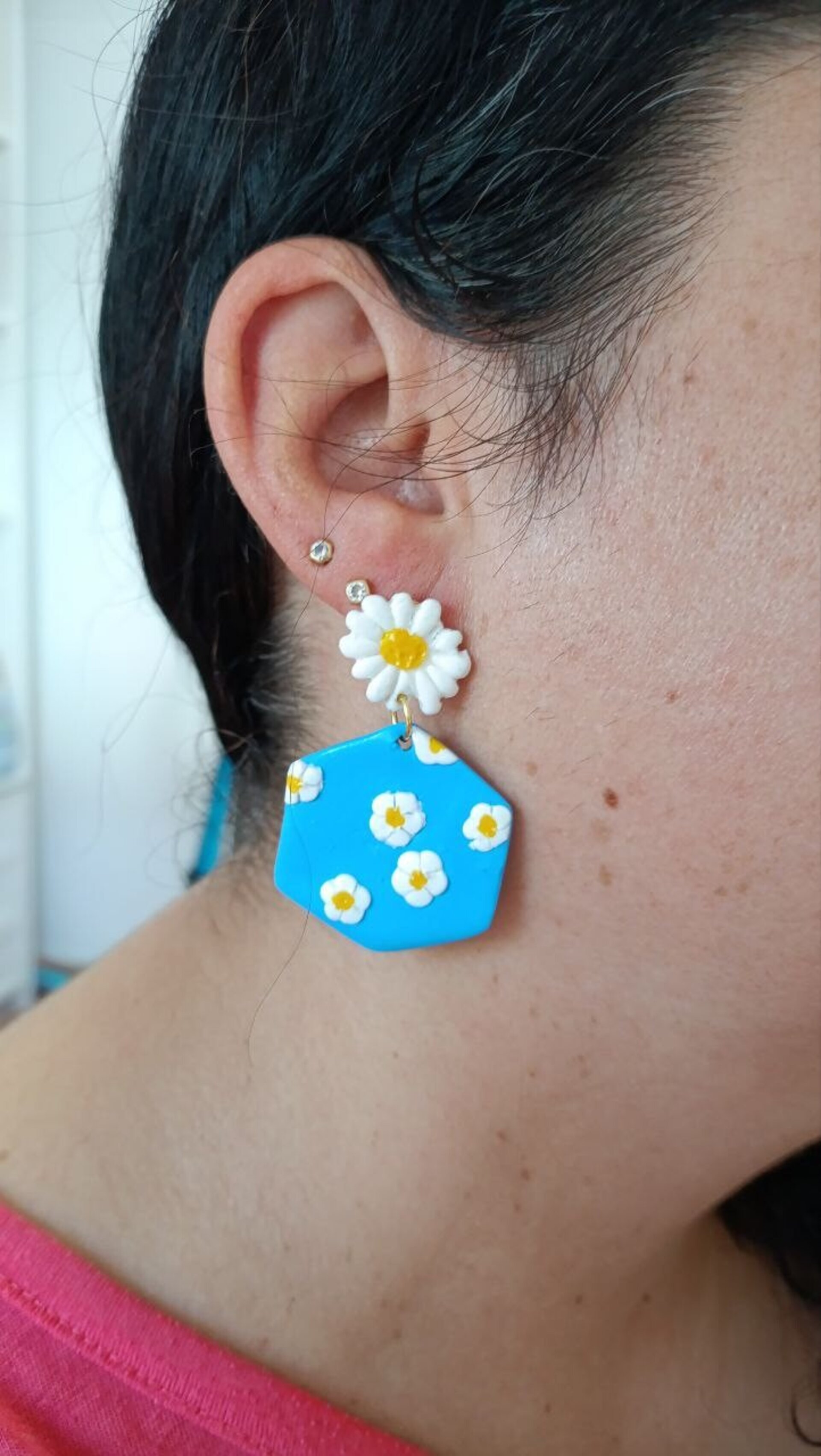Pendientes Arcilla Polimerica Geo Margaritas - 4