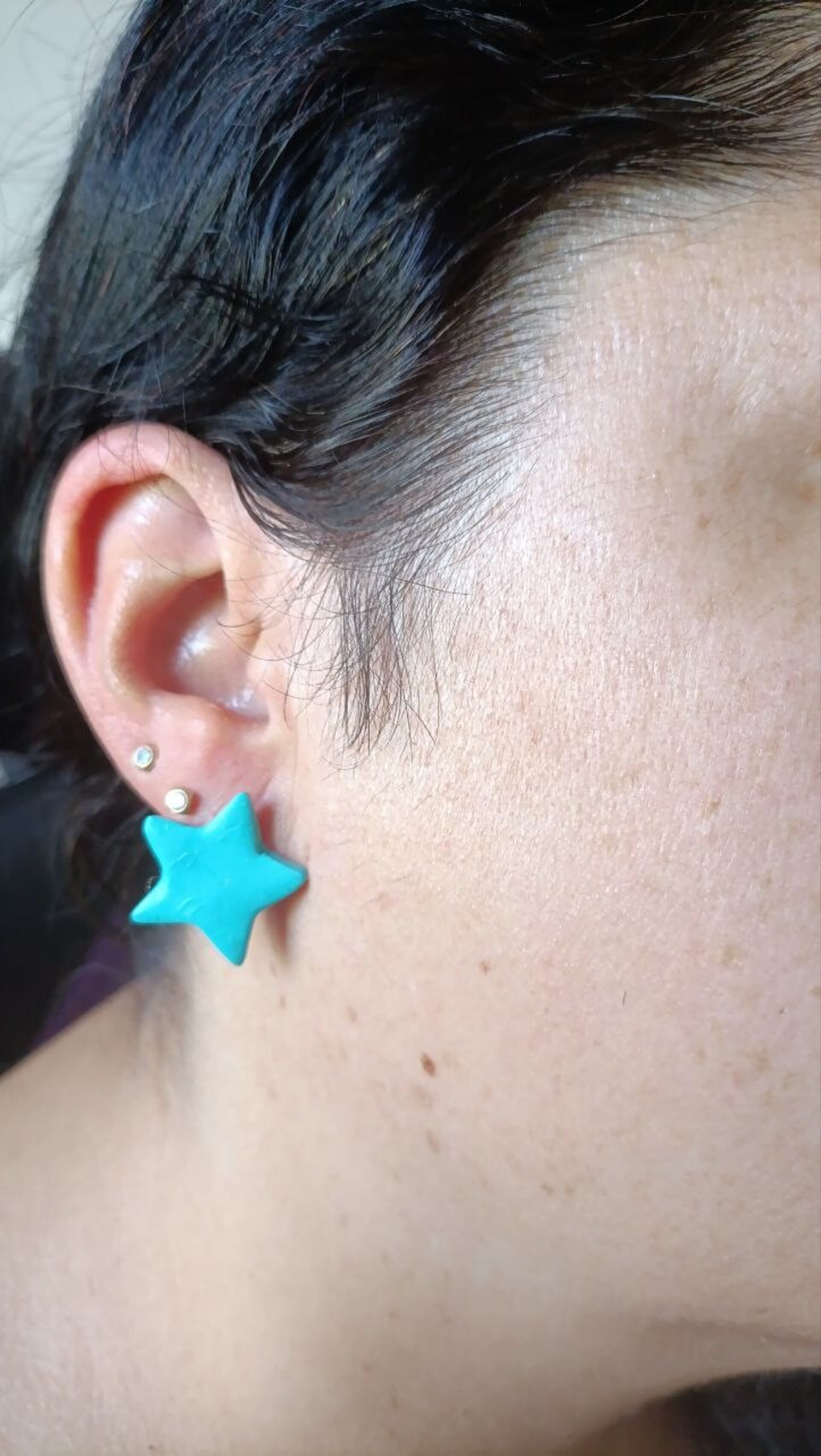 Pendientes pequeños de Arcilla Polimerica Estrella Liso Verde - 2