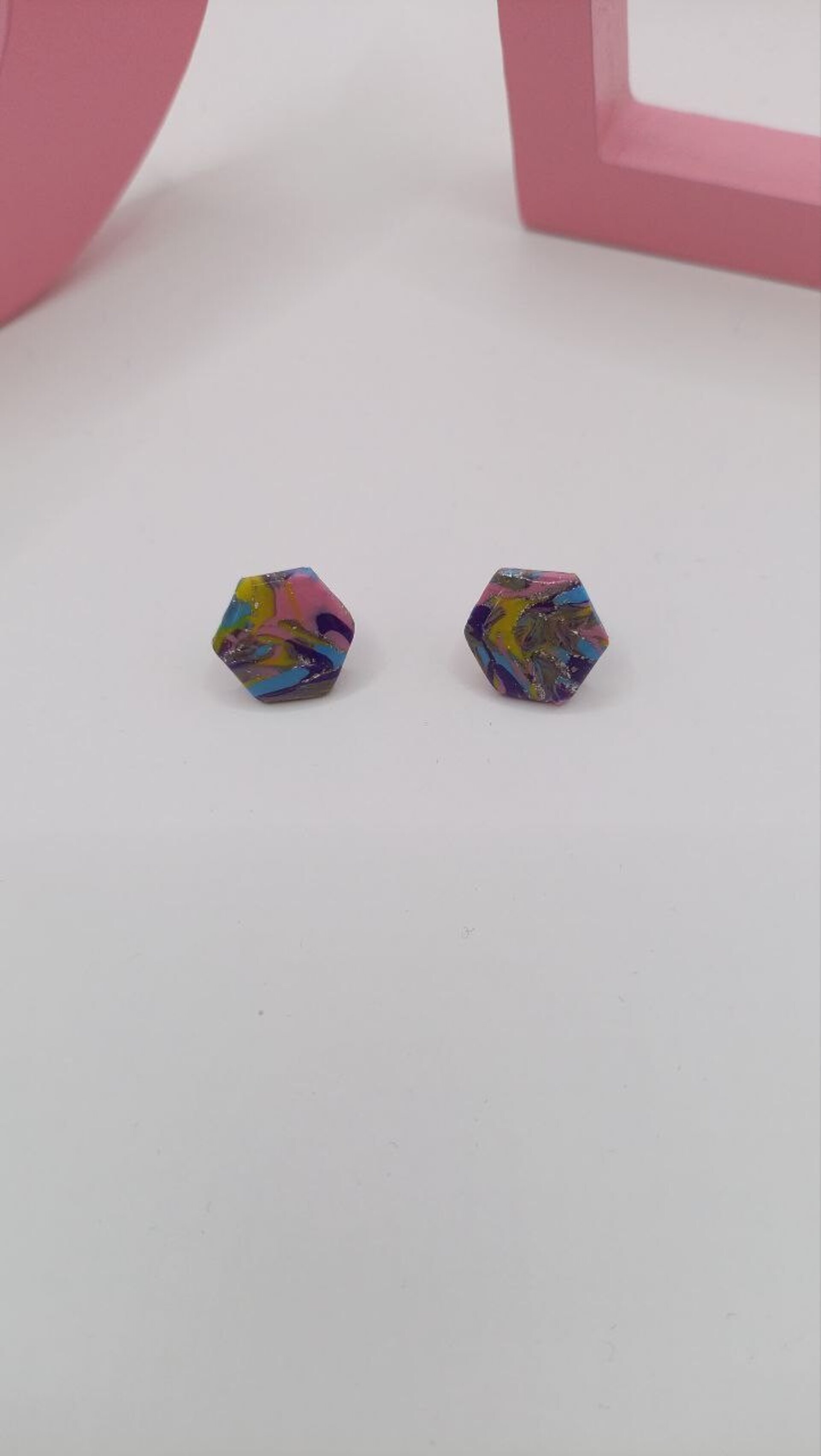 Pendientes pequeños Geo Multicolor - 9