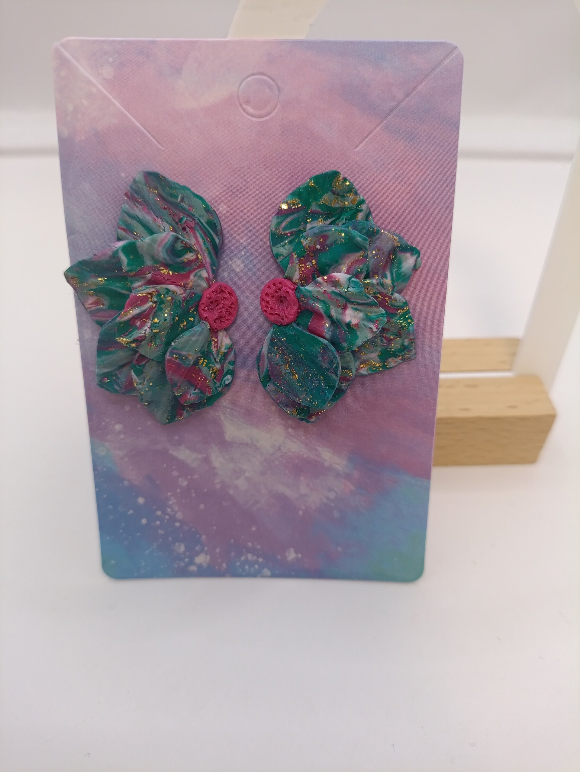 Pendientes media flor Jade - 2